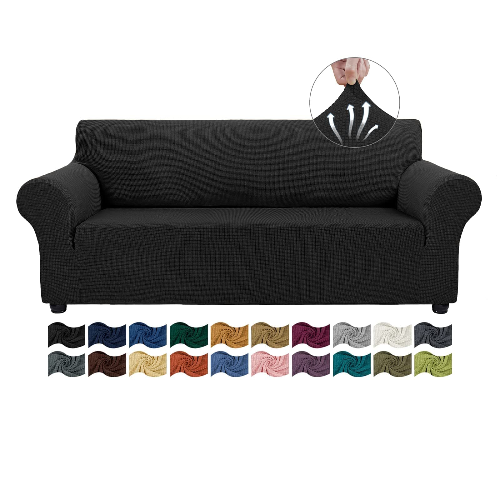 Asnomy Stretch Sofa Covers for 3 Cushion Couch, Pet Protector Spandex Jacquard Fabric