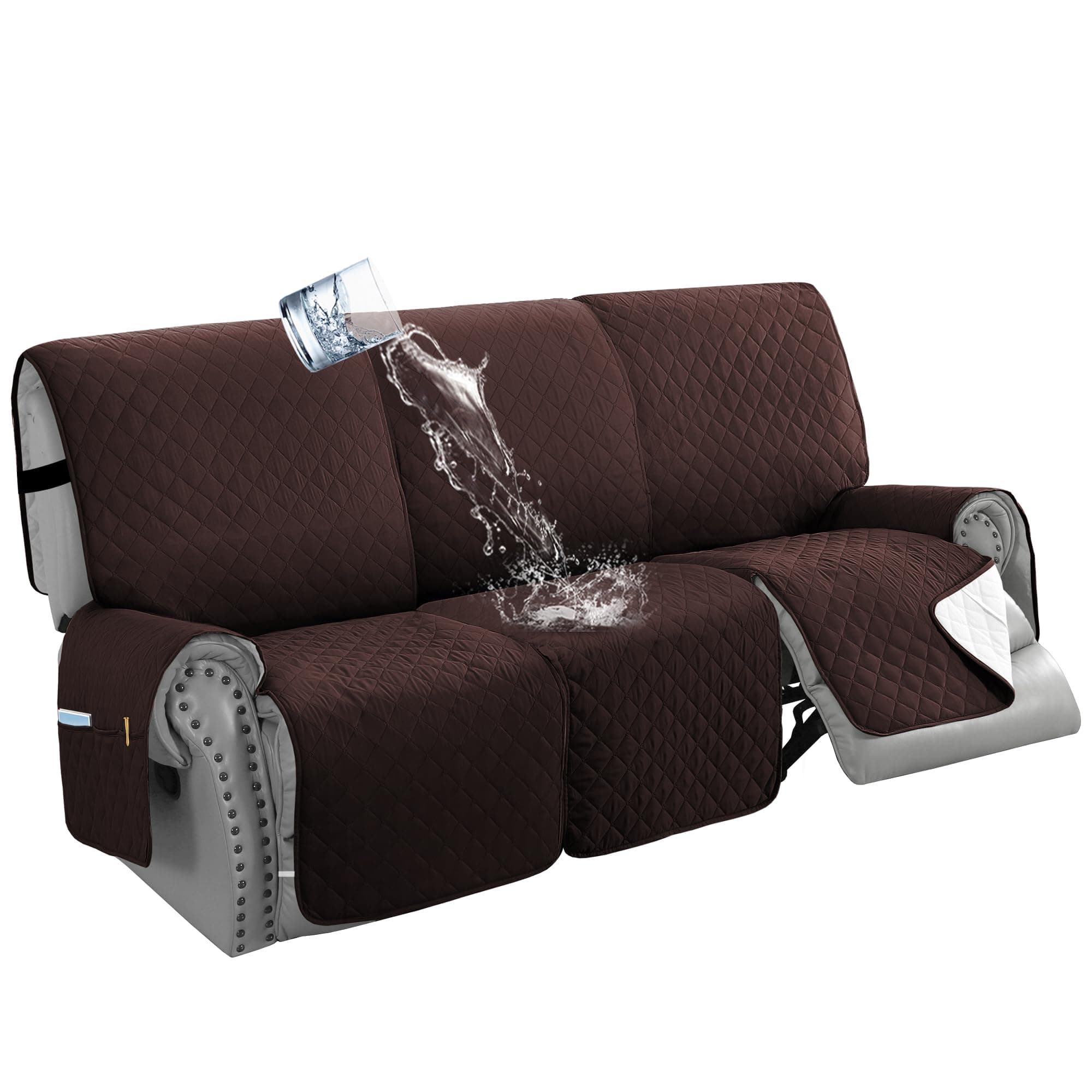 H.VERSAILTEX Waterproof Recliner Sofa Cover, Chocolate, for 3 Seat Recliner Couch