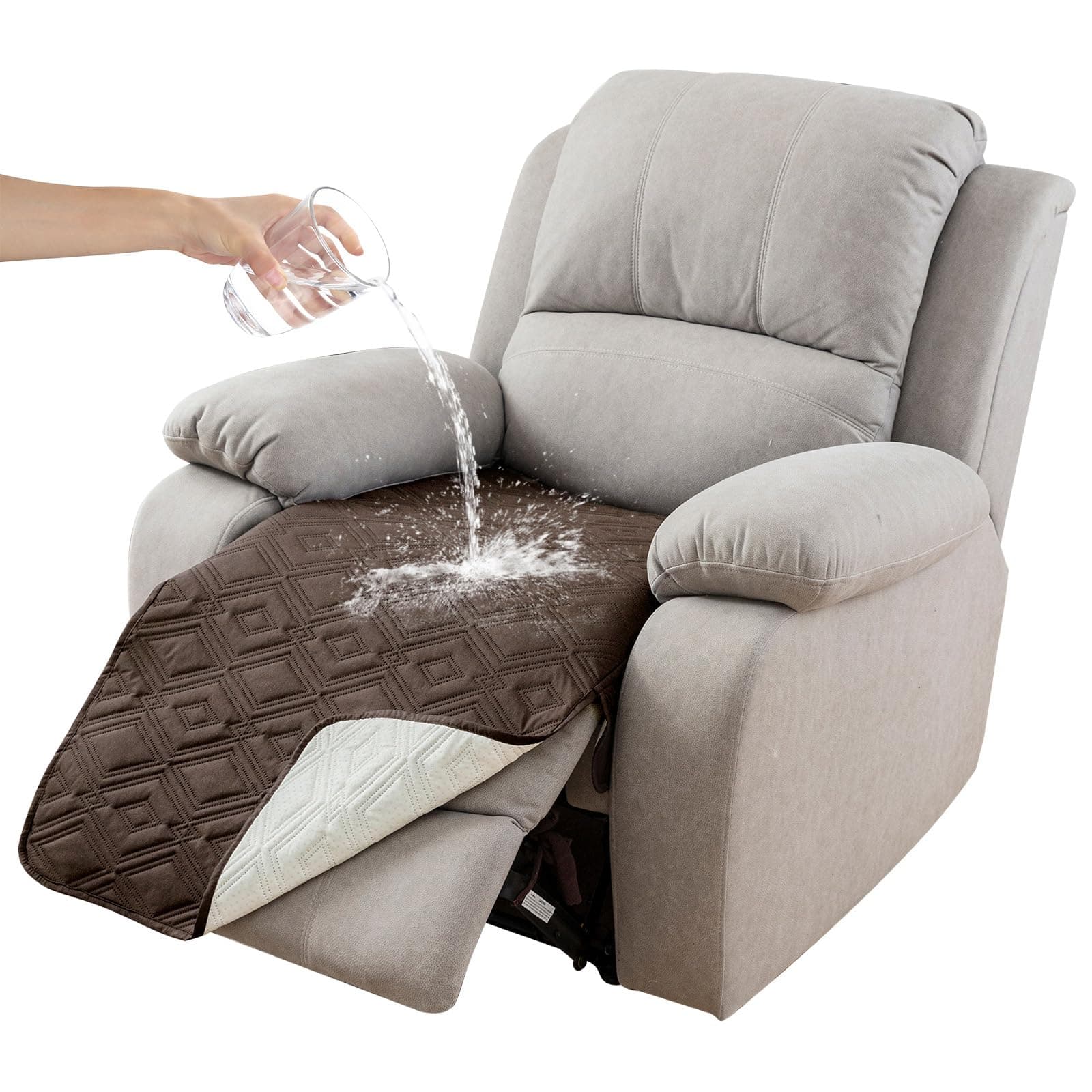 Genina 100% Waterproof Recliner Chair Cover, Anti-Slip Furniture Protector for Pets Dogs (Coffee)