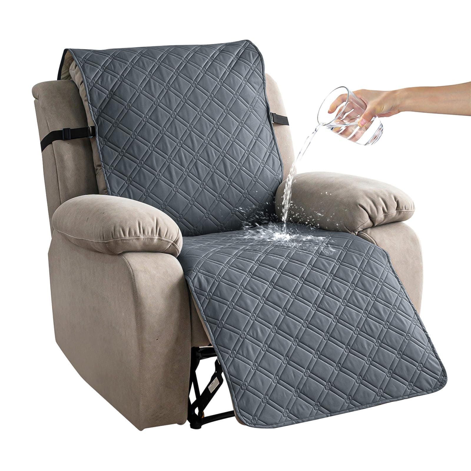 Waterproof Recliner Chair Covers, Dark Grey, Non-Slip Pet Protector