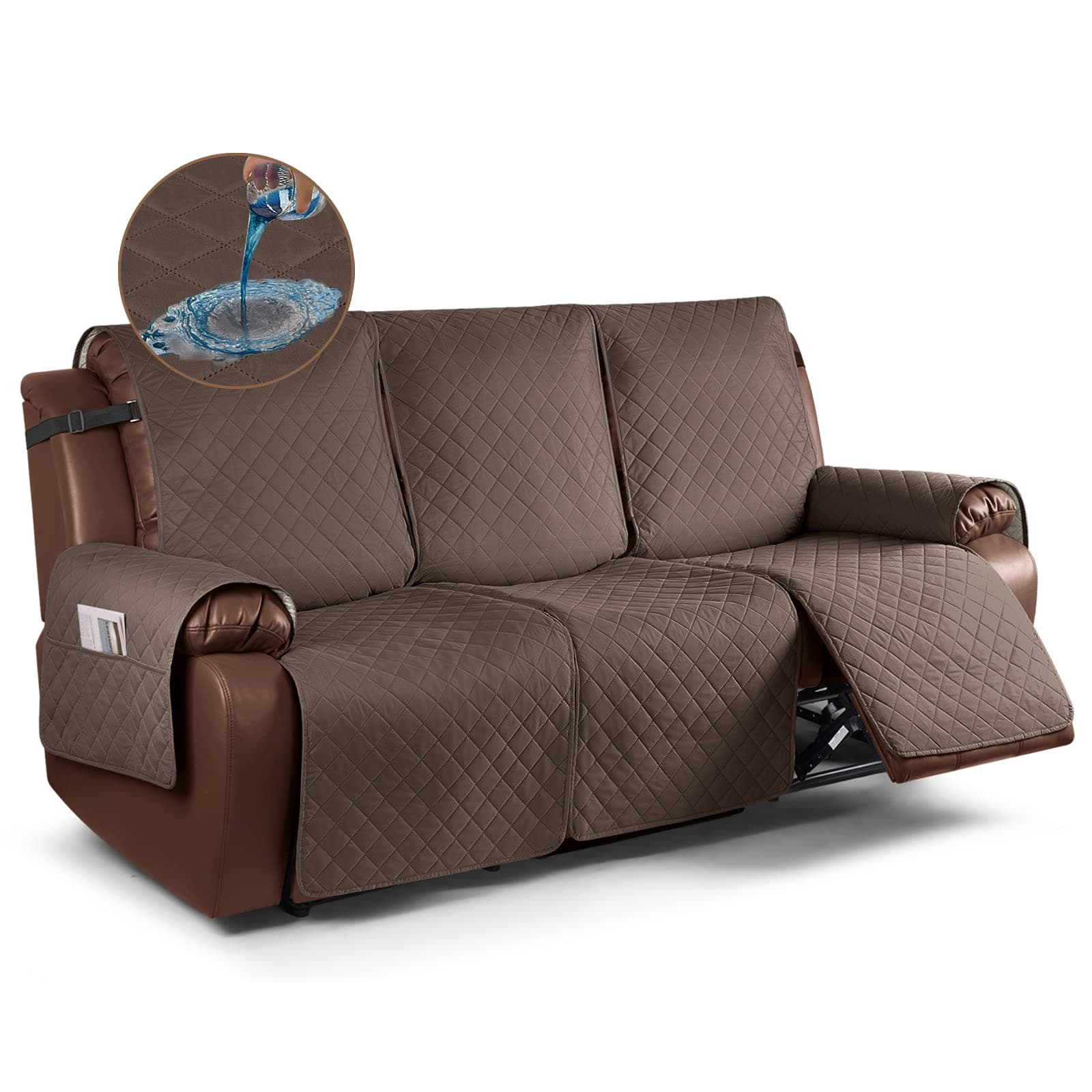 KinCam 100% Waterproof Recliner Couch Covers, Brown