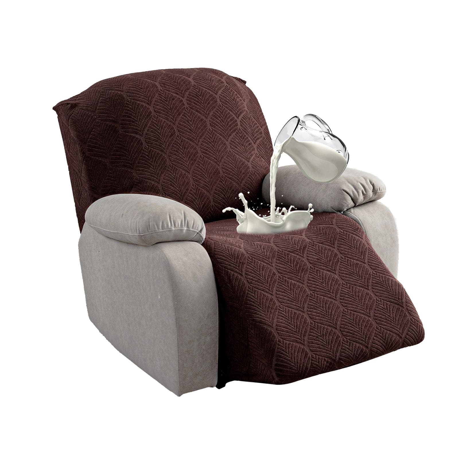 100% Waterproof Stretch Recliner Cover, Washable, 1 Piece (Chocolate, 1 Seater)