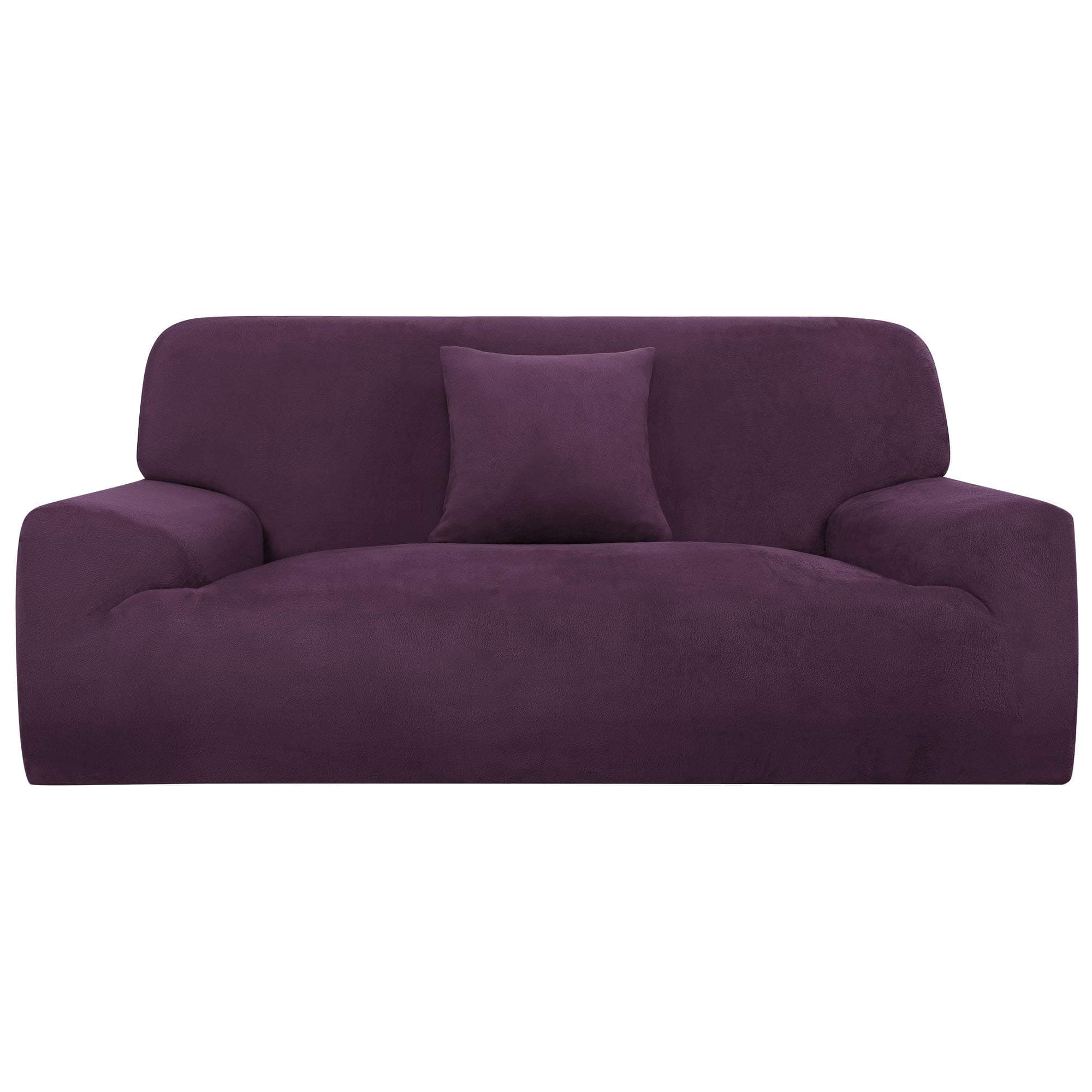uxcell Velvet Plush Stretch Sofa Cover, Thicker Couch Slipcover, 1-4 Cushions, Winter Covers, Purple X-Large