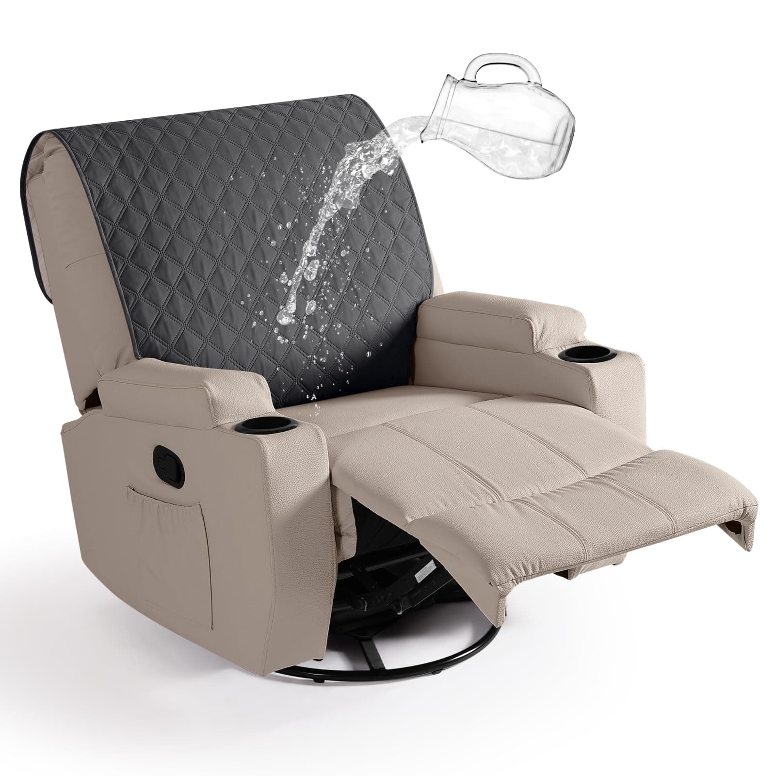 100% Waterproof Recliner Chair Cover, Non-Slip & Washable, Charcoal Grey