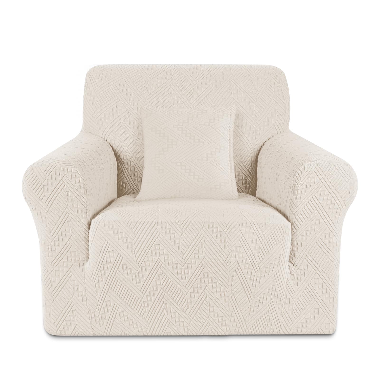 Stretch Chair Sofa Slipcover with Non-Slip Armchair Cover for Soft Protection (1 Seater, Ivory) OEKO-TEX STANDARD 100  
Stretch Armchair Cover with Non-Slip Back for Comfort and Easy Cleaning (1 Seater, Ivory) OEKO-TEX STANDARD 100  
Soft Jacquard Th