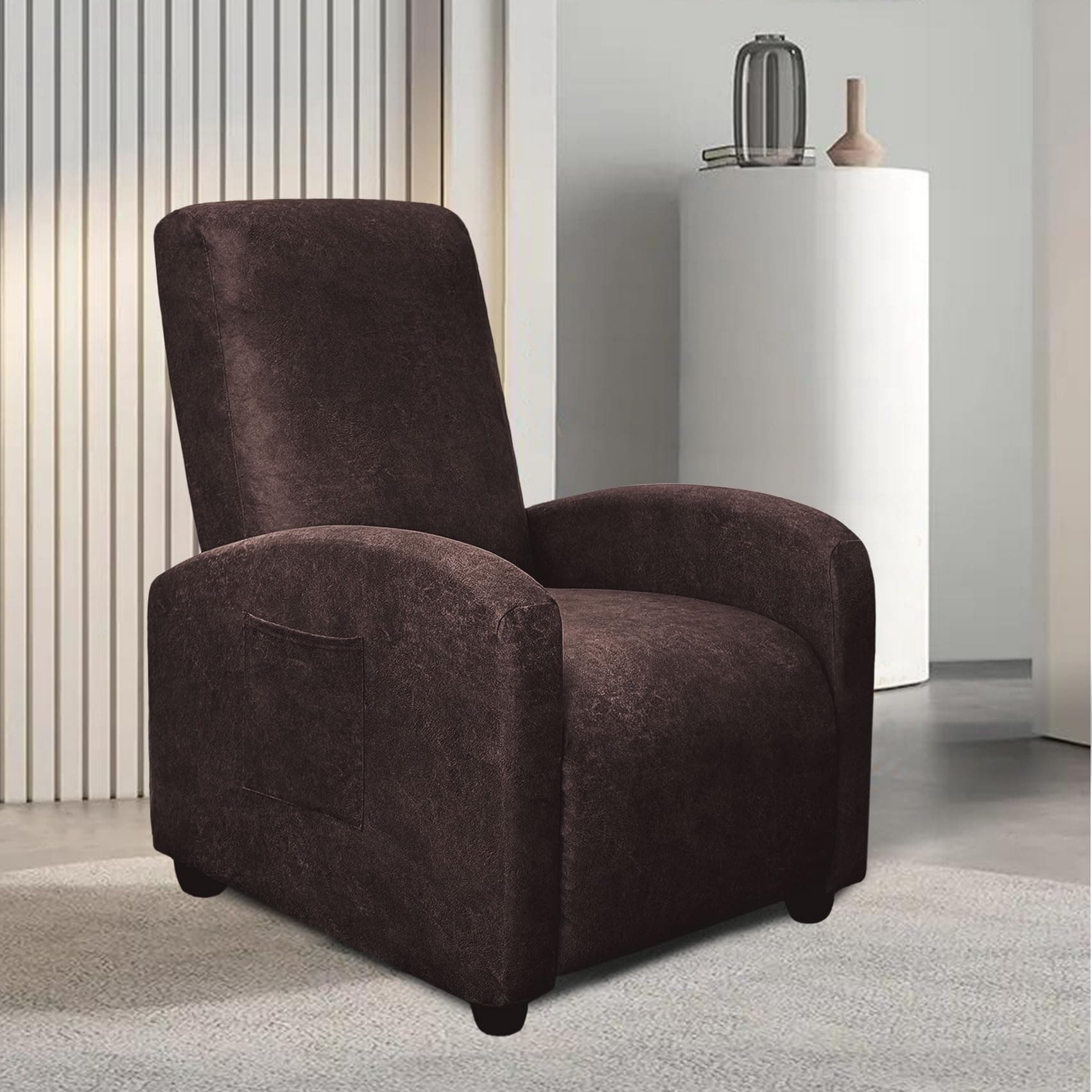 Leather-Like 4-Pieces Recliner Chair Covers for Small Adjustable Chairs, Chocolate