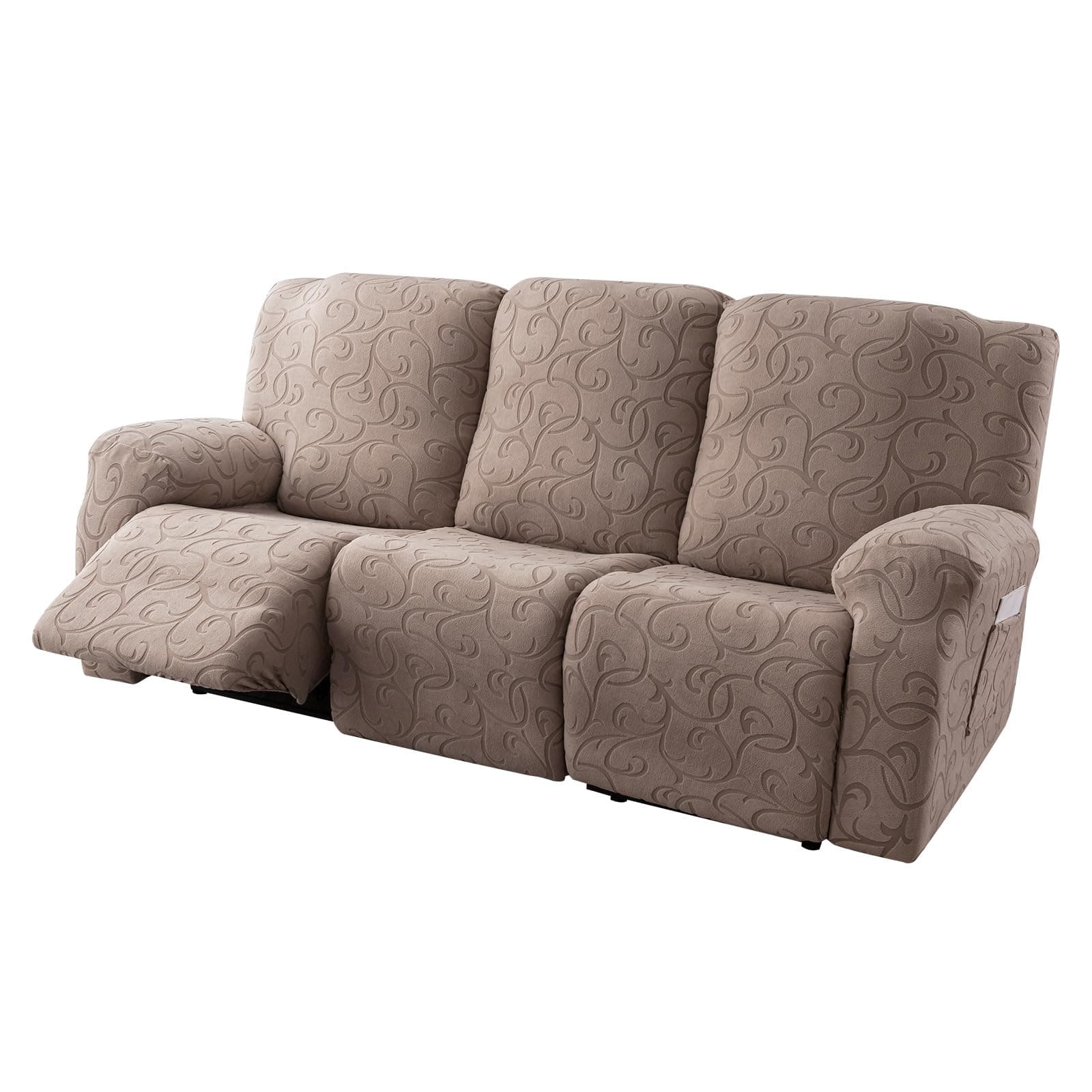 Soft Jacquard Stretch Recliner Sofa Slipcover 3-Cushion Sectional