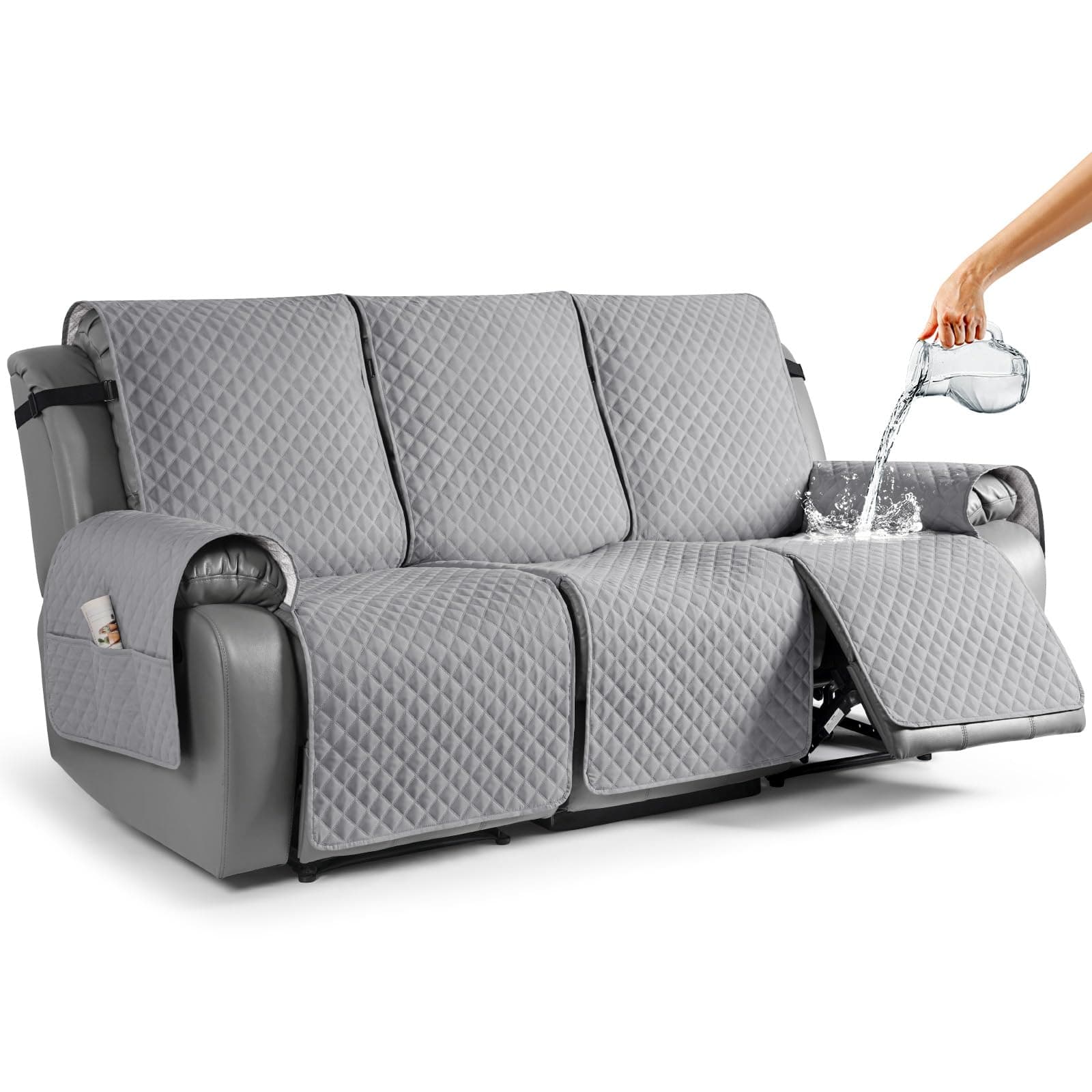 TAOCOCO 3 Seater Light Gray Recliner Sofa Slipcover
