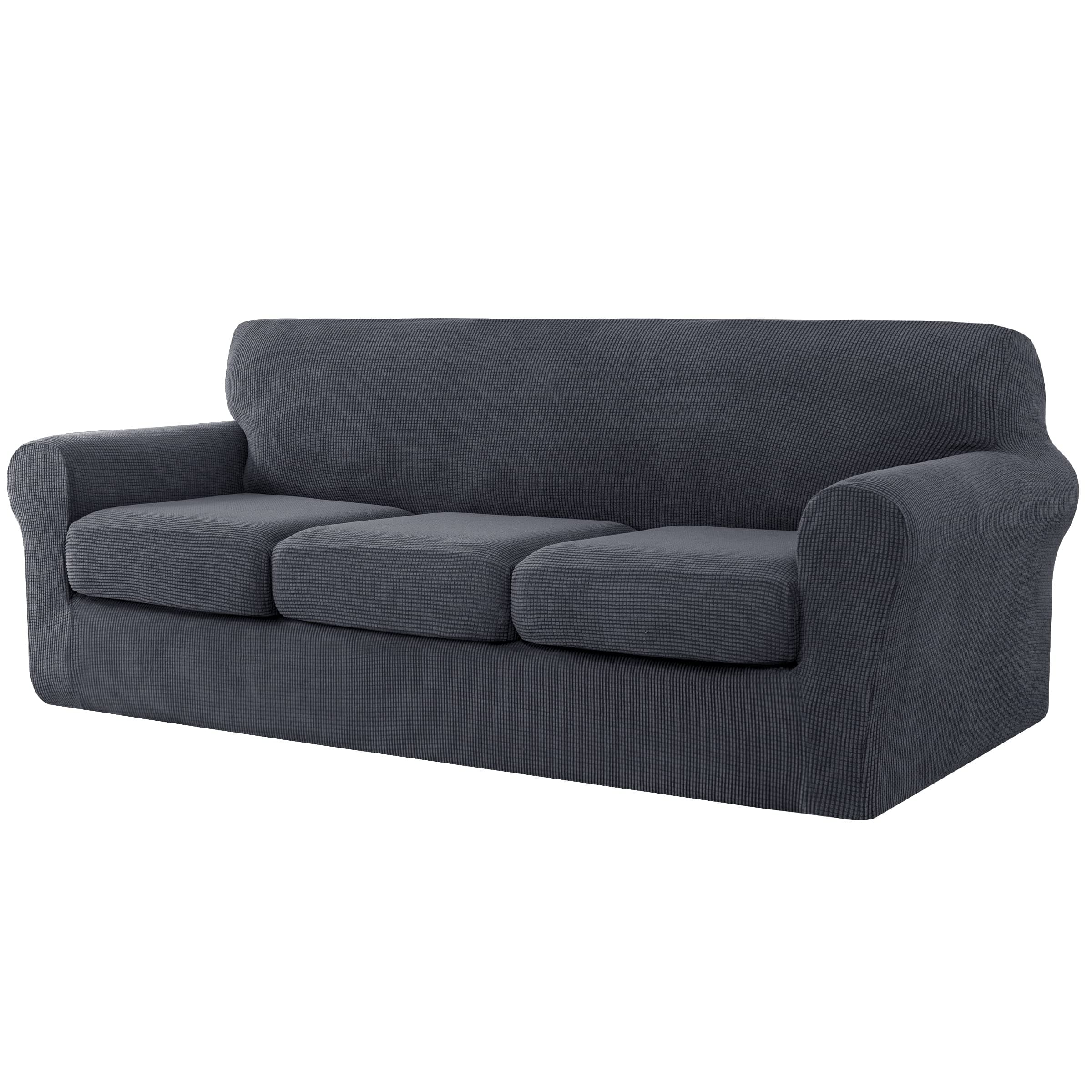 CHUN YI Stretch Sofa Cover, 3 Seat, Grey Checks Spandexсалон coverage
