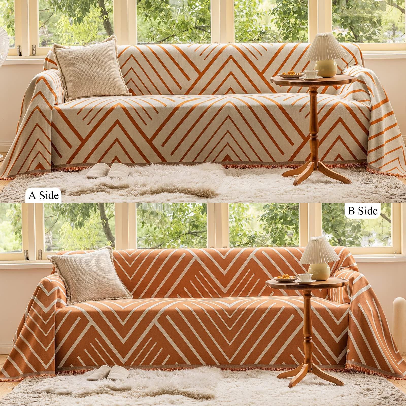 ROOMLIFE Reversible Sofa Covers for 3 Seat Reclining Futon - Washable Kids & Pet Protector 71"x134"