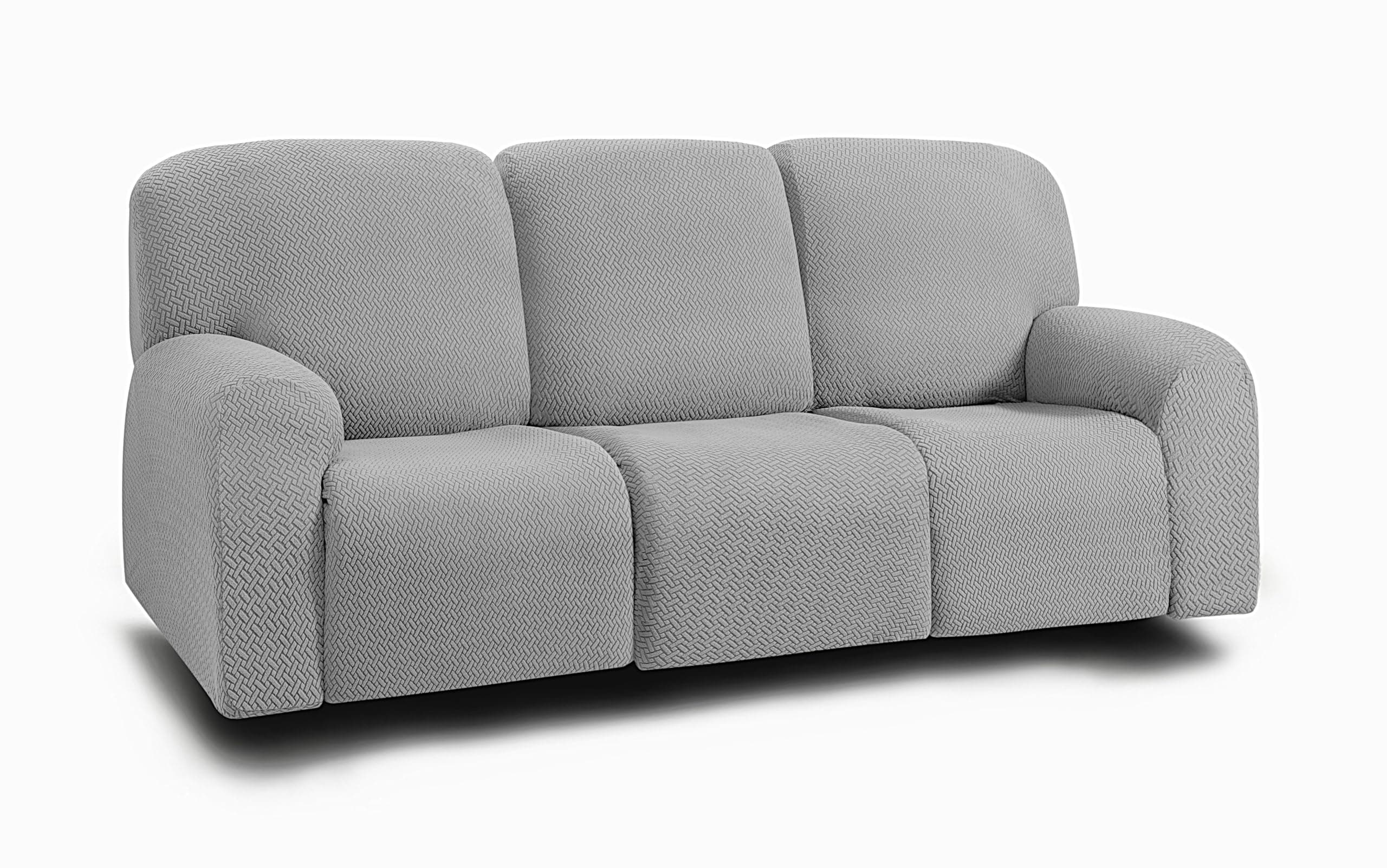 ULTICOR Stretch Recliner Sofa Covers for 3-Cushion Couch (Light Grey, 3 Seater)