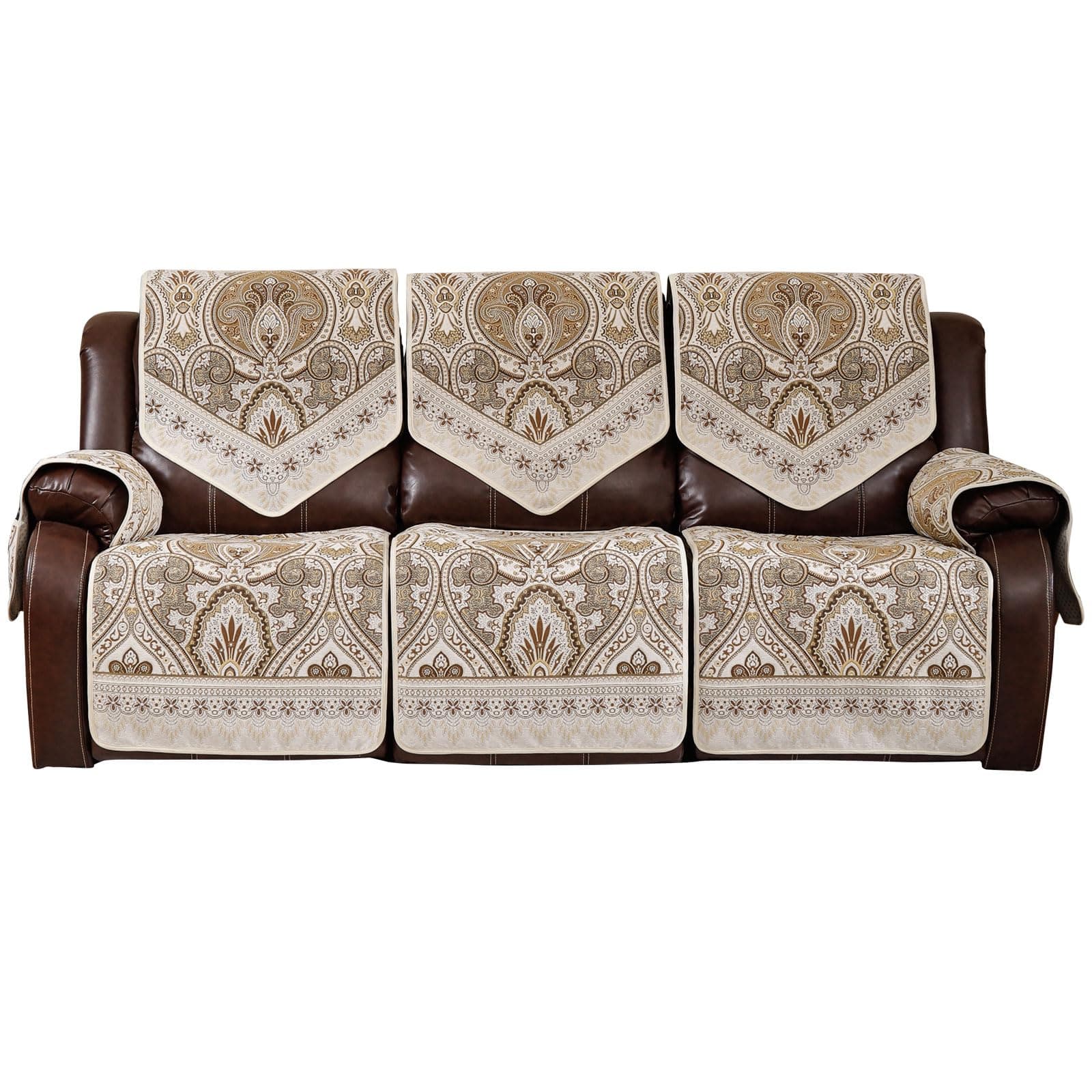 LUFEIJIASHI Waterproof & Non-Slip 3 Seater Recliner Sofa Covers, FLKF-Beige