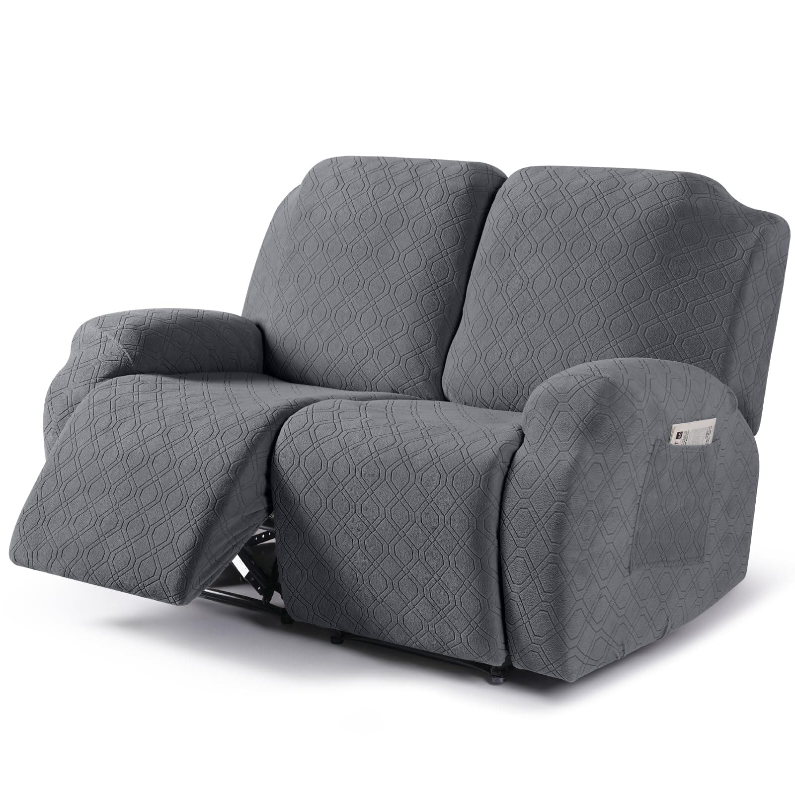 VANSOFY 2-Piece Stretch Recliner Couch Cover with Pockets(Dark Gray)