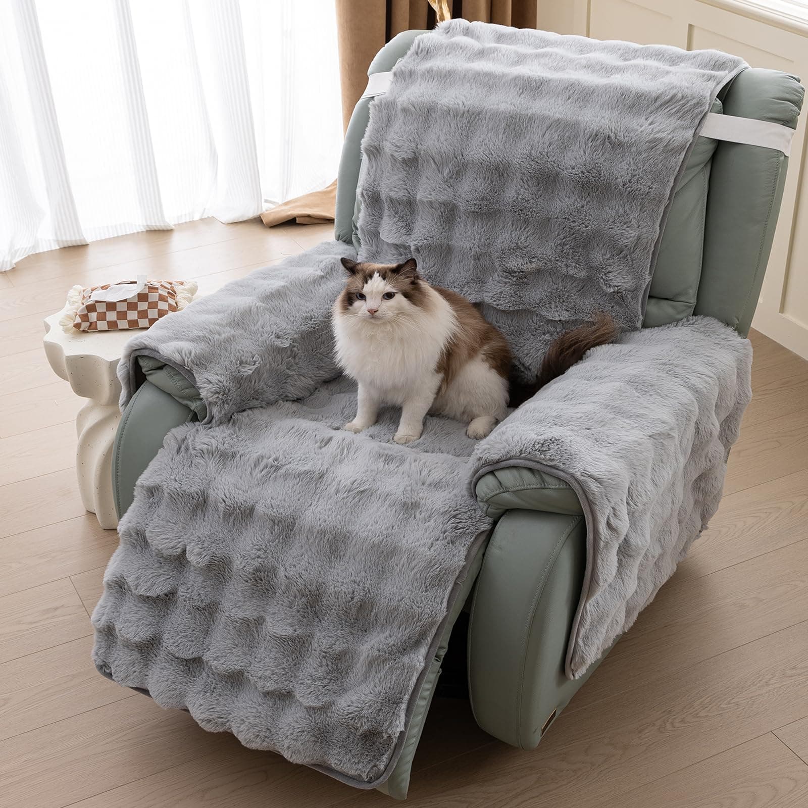 LiveGo Thick Quilted Slipcover for 23 Inch Recliner Chair (Light Gray)