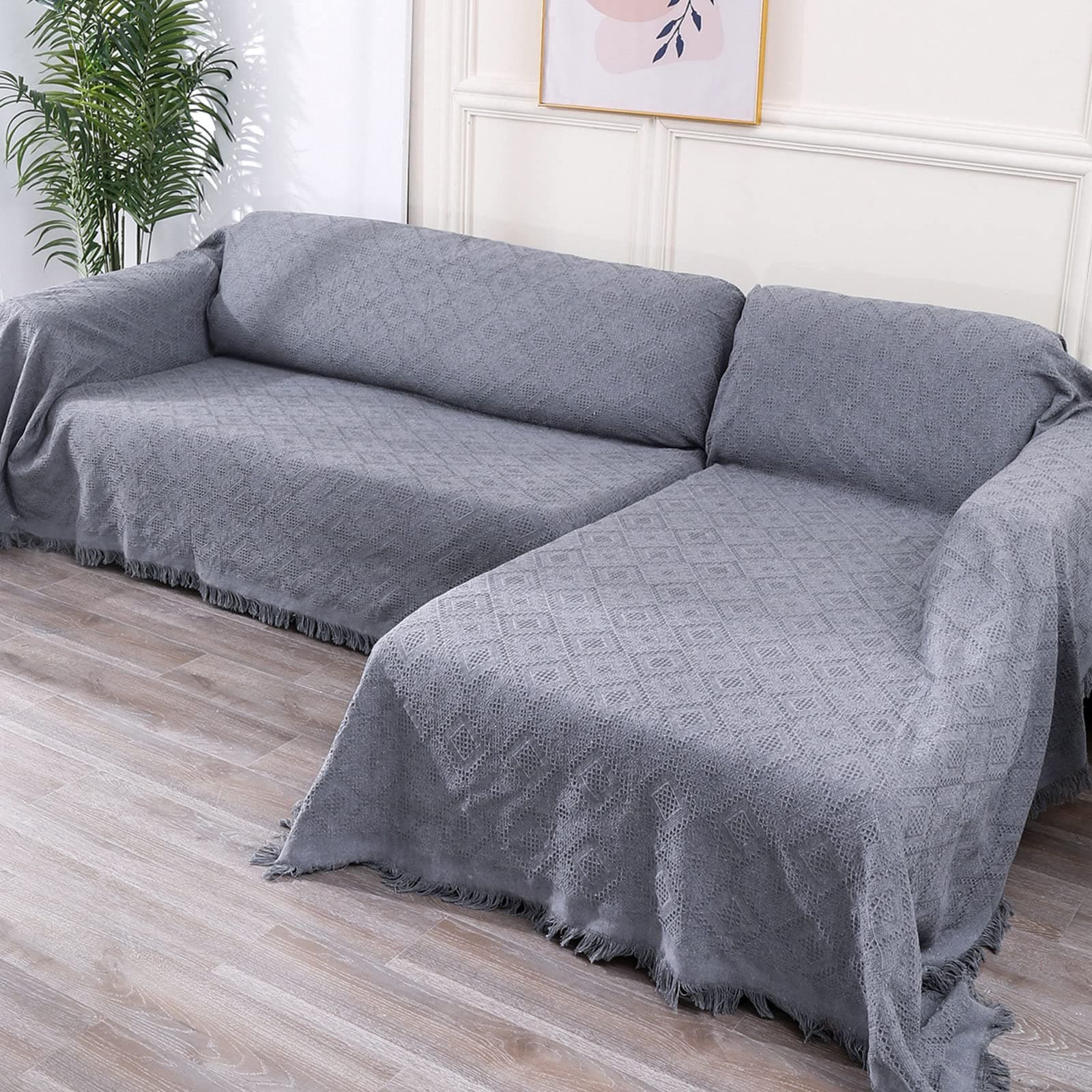 LuxeSectional Couch Covers for 3 Seater (Grey, XL)