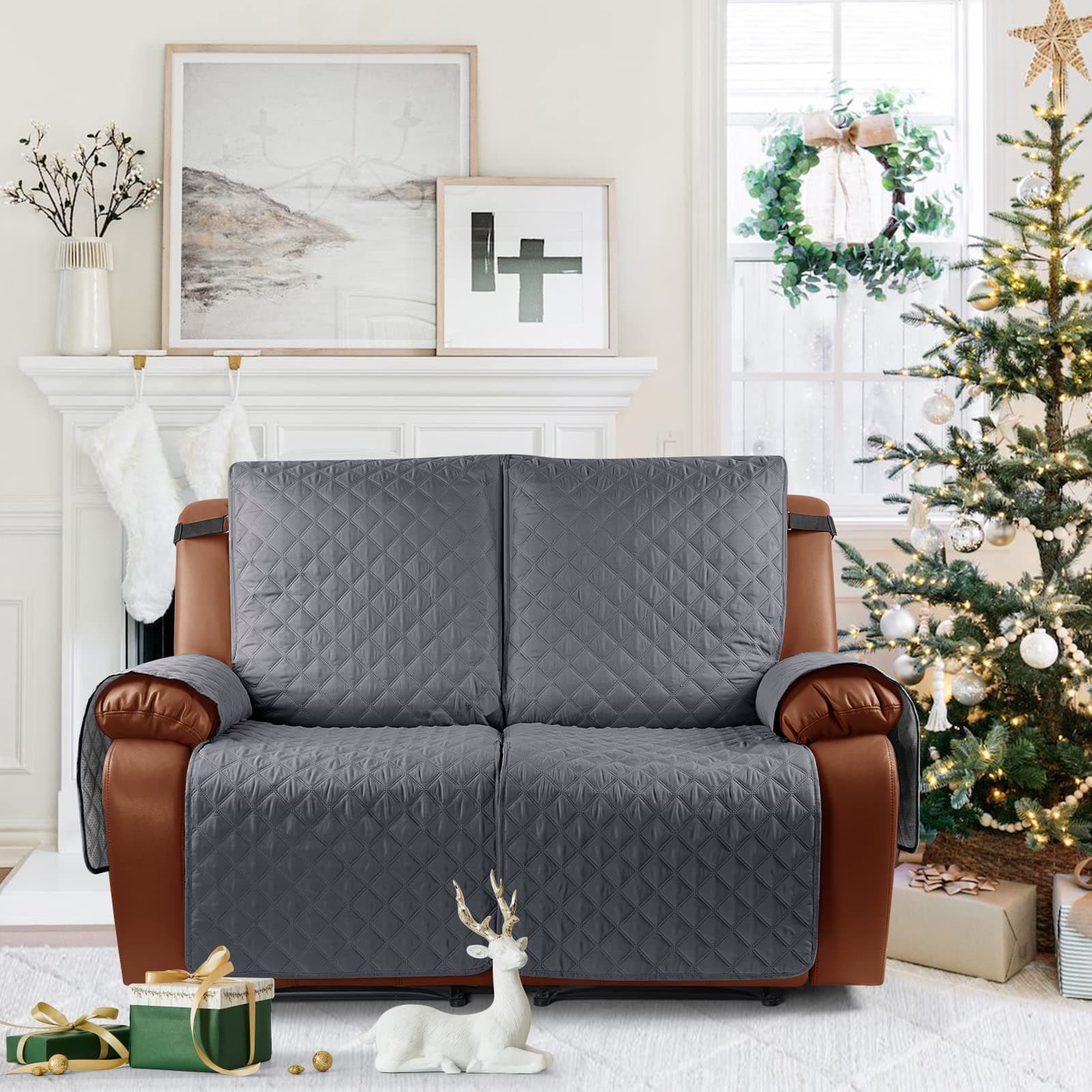 Ruaozz Waterproof Recliner Sofa Cover for Kids, Pets (Dark Grey, 2 Seater)