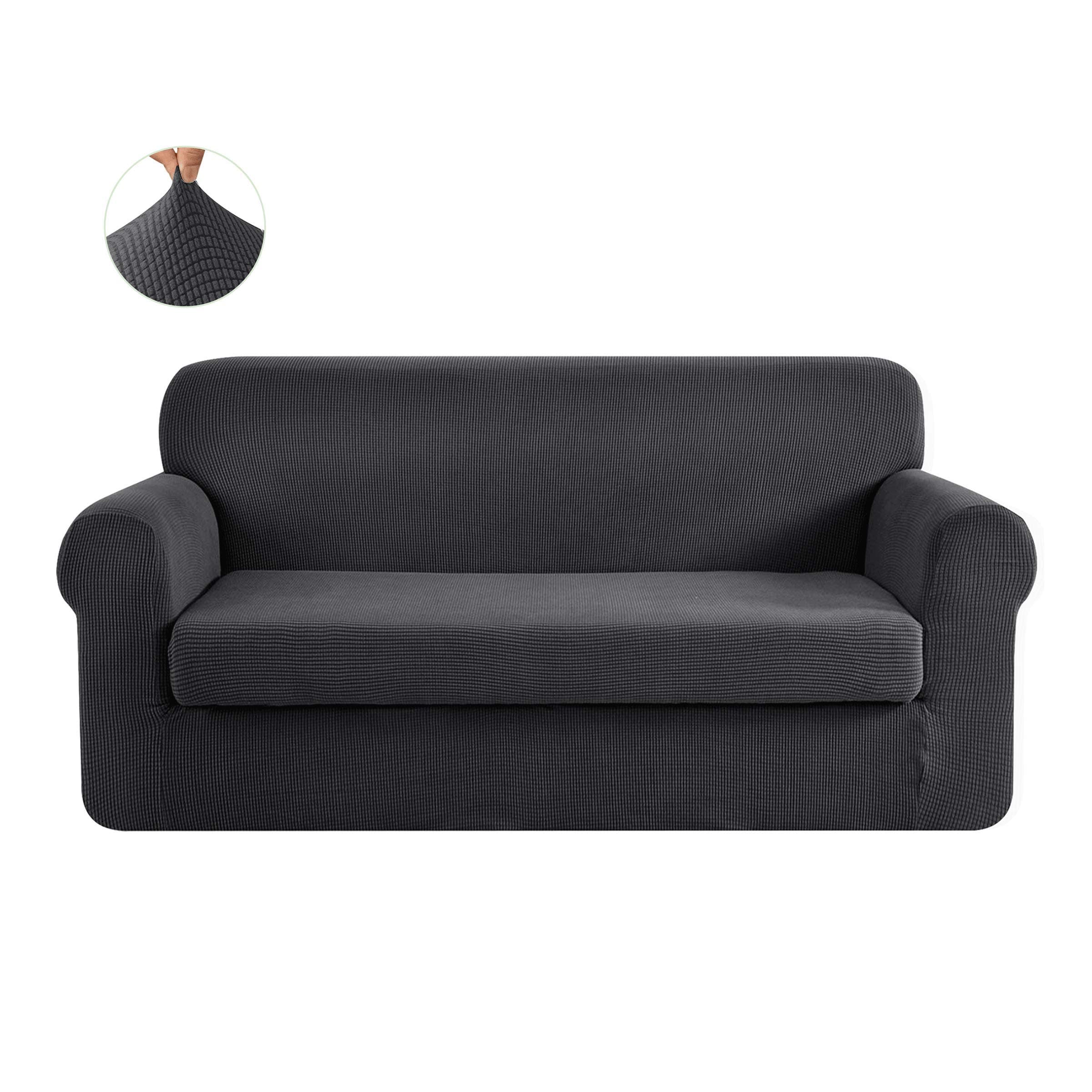 CHUN YI Stretch Sofa Slipcover, 2 Piece Grey Checks X-Large
