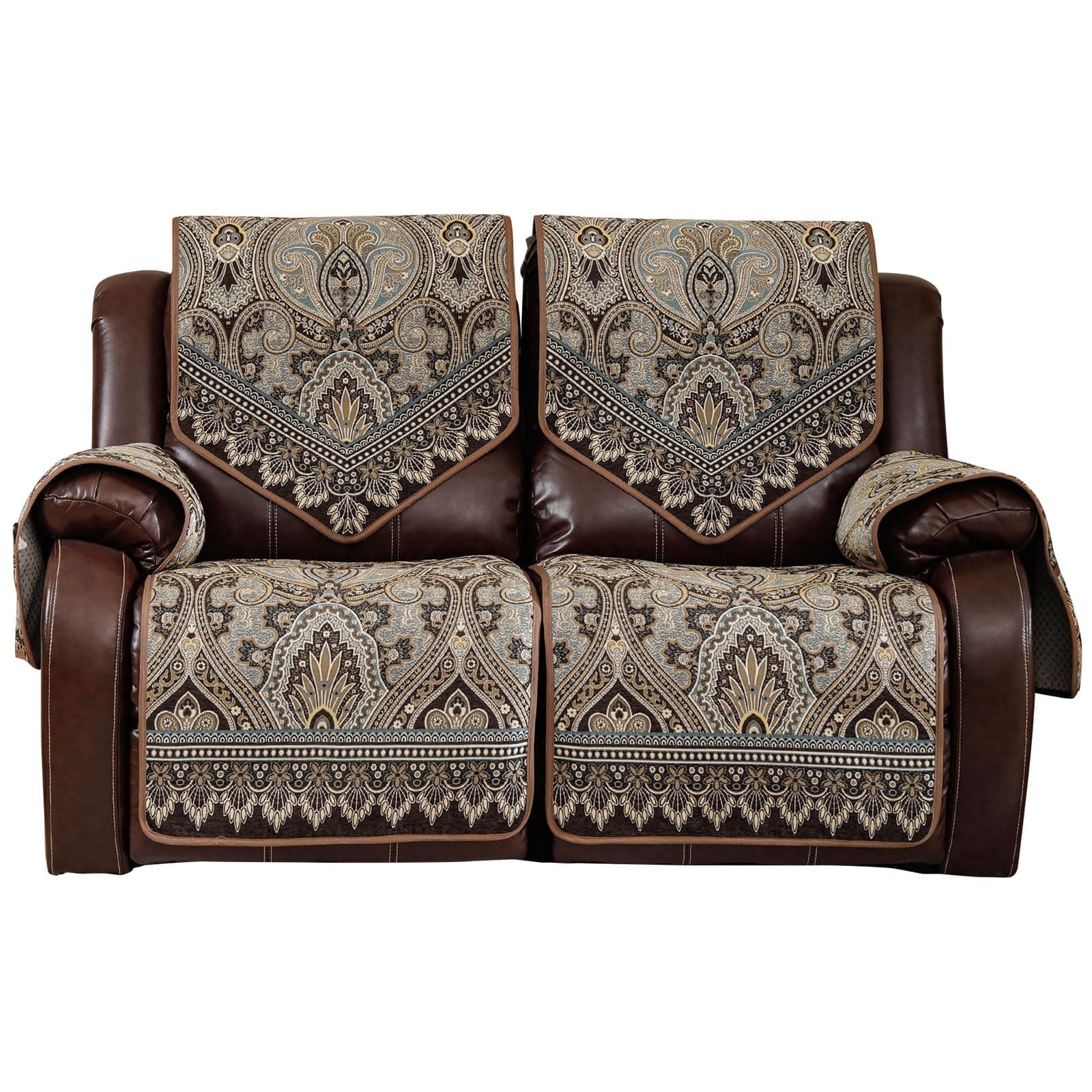 LUFEIJIASHI Non-Slip Recliner Sofa Covers FLKF-Brown, 2 Seater, Waterproof