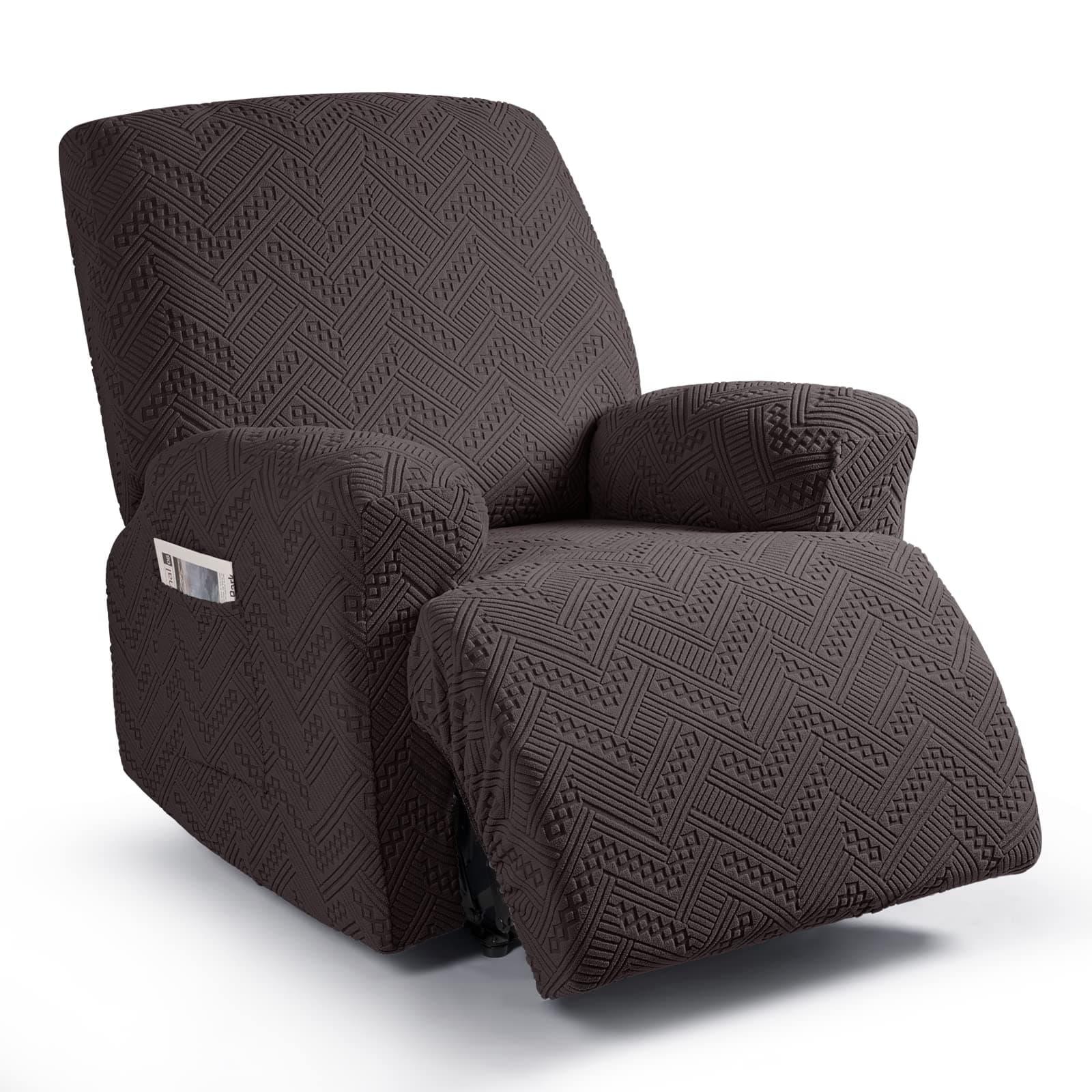 Ruaozz Recliner Sofa Covers for Chocolate 1 Seater Reclining Couches - OEKO-TEX STANDARD 100 Washable Elastic Bottom Pockets