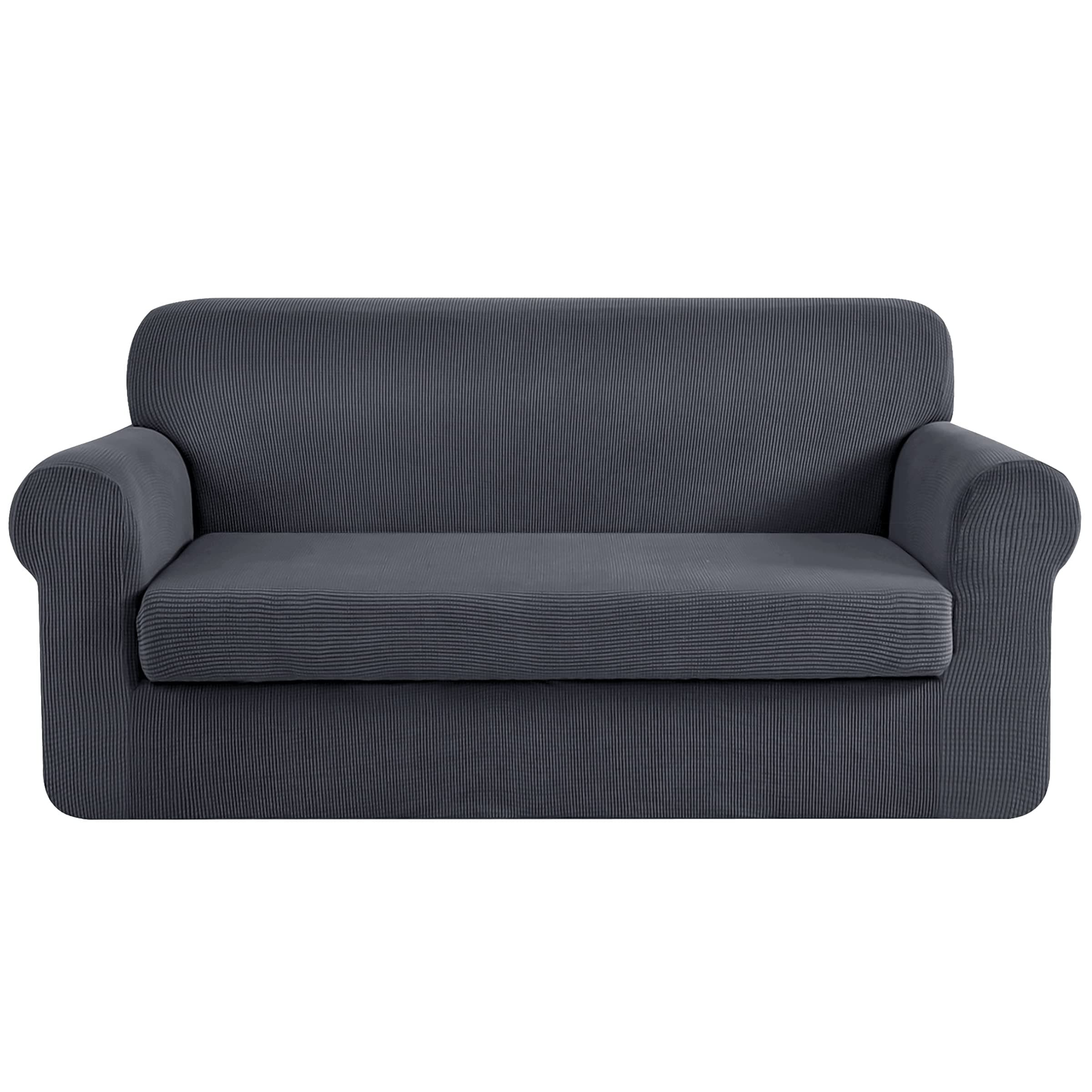 CHUN YI 3 Seater Couch Slipcover, Large Grey Checks