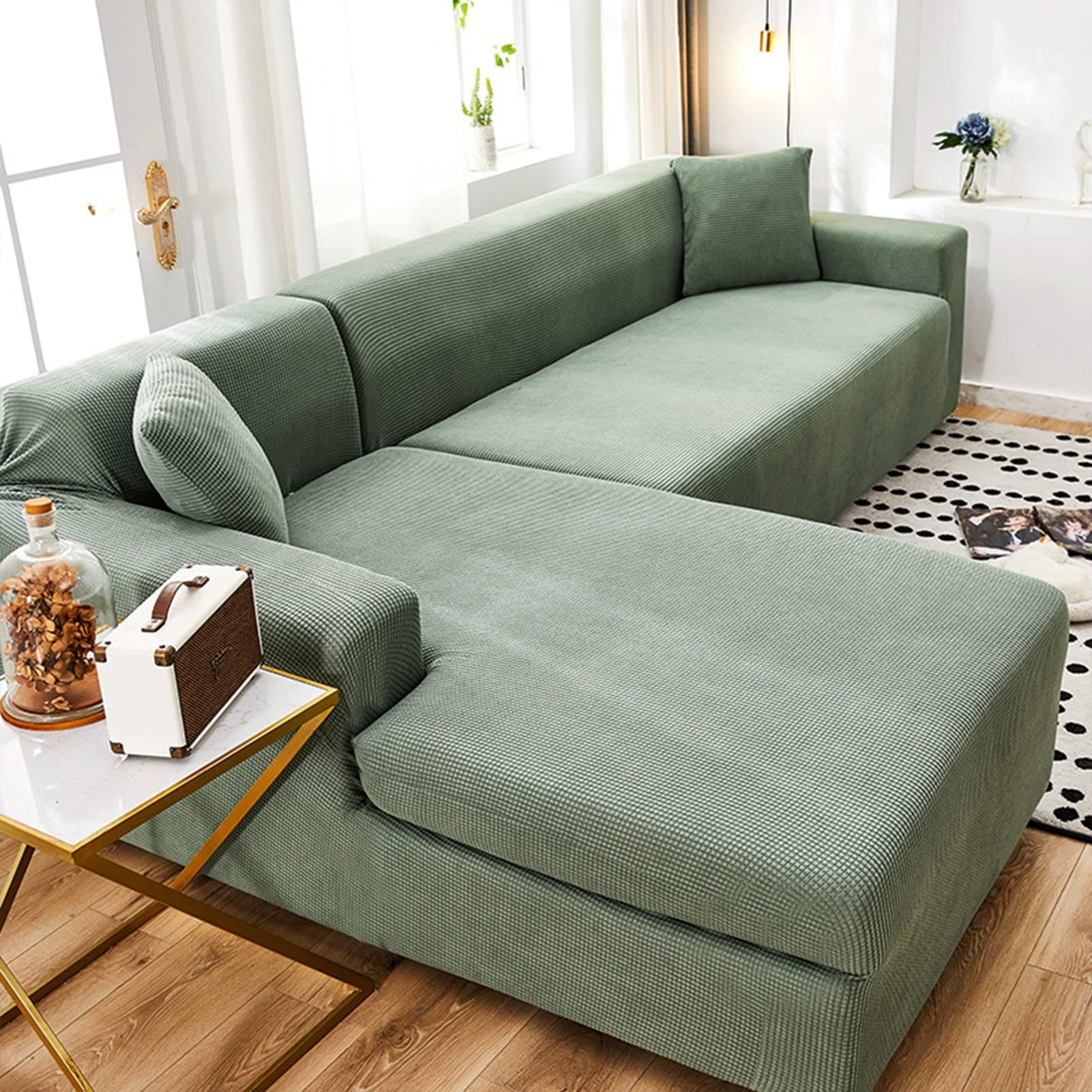 IMYOGI L-Shaped Sofa Cover - 2pcs Stretch Slipcover for Seater + 2 Seater Living Room