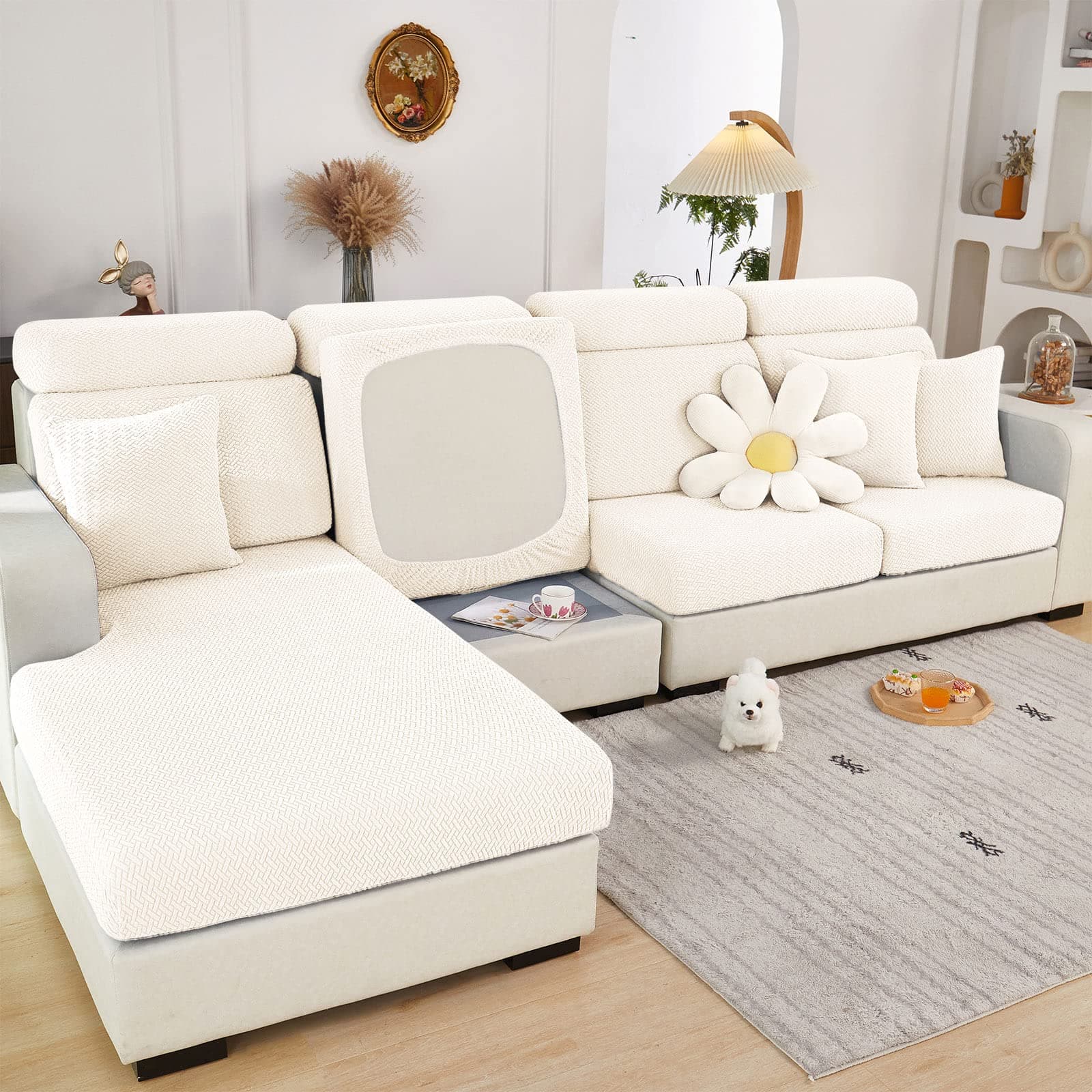 ShowyLive 2024 Wear-Resistant Universal Sofa Back Cover, Weave White