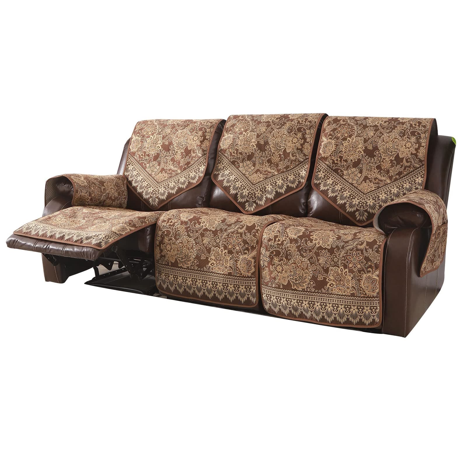 LUFEIJIASHI Waterproof Recliner Sofa Covers Brown 3 Seater