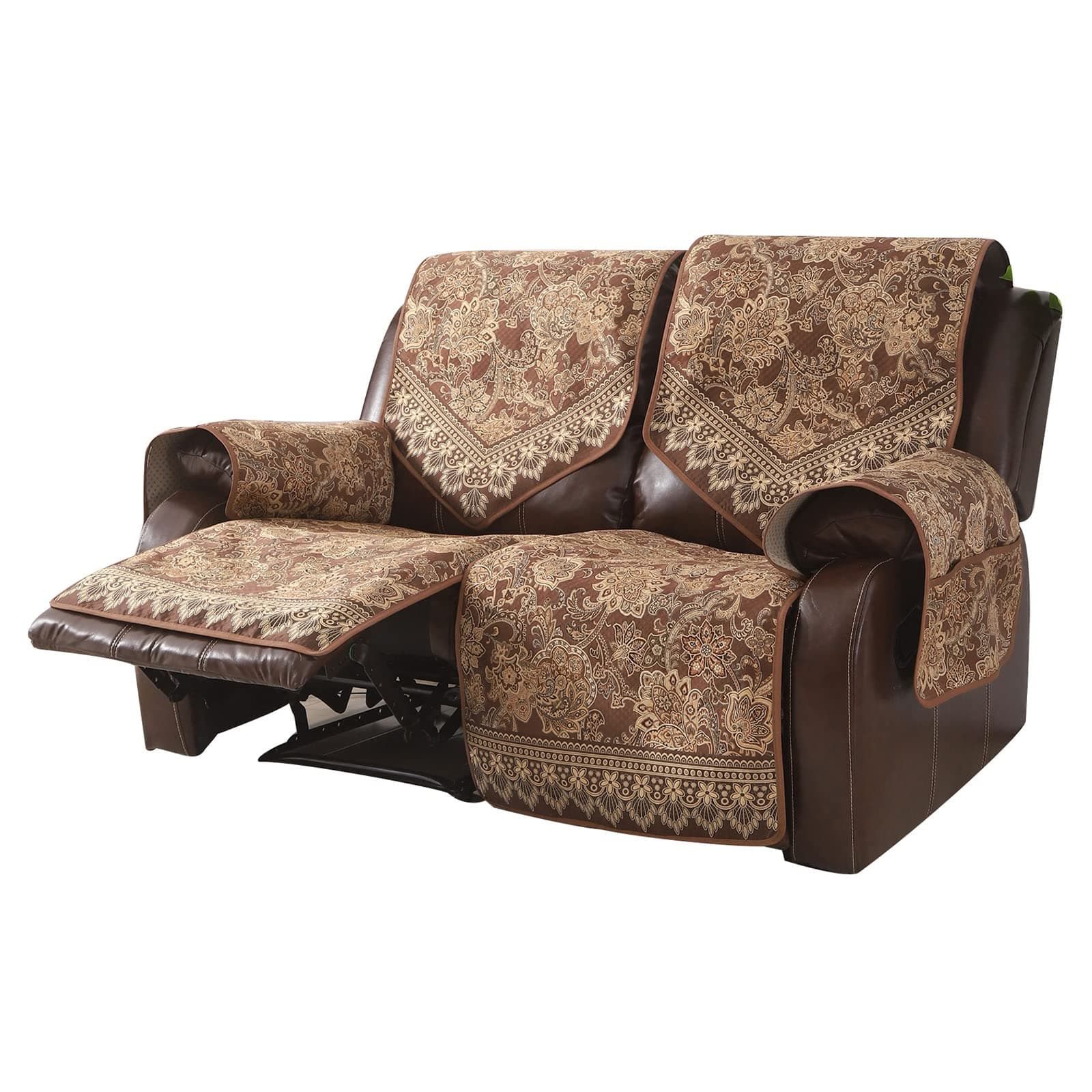 LUFEIJIASHI Waterproof Non-Slip Recliner Couch Covers (Brown, 2 Seater)