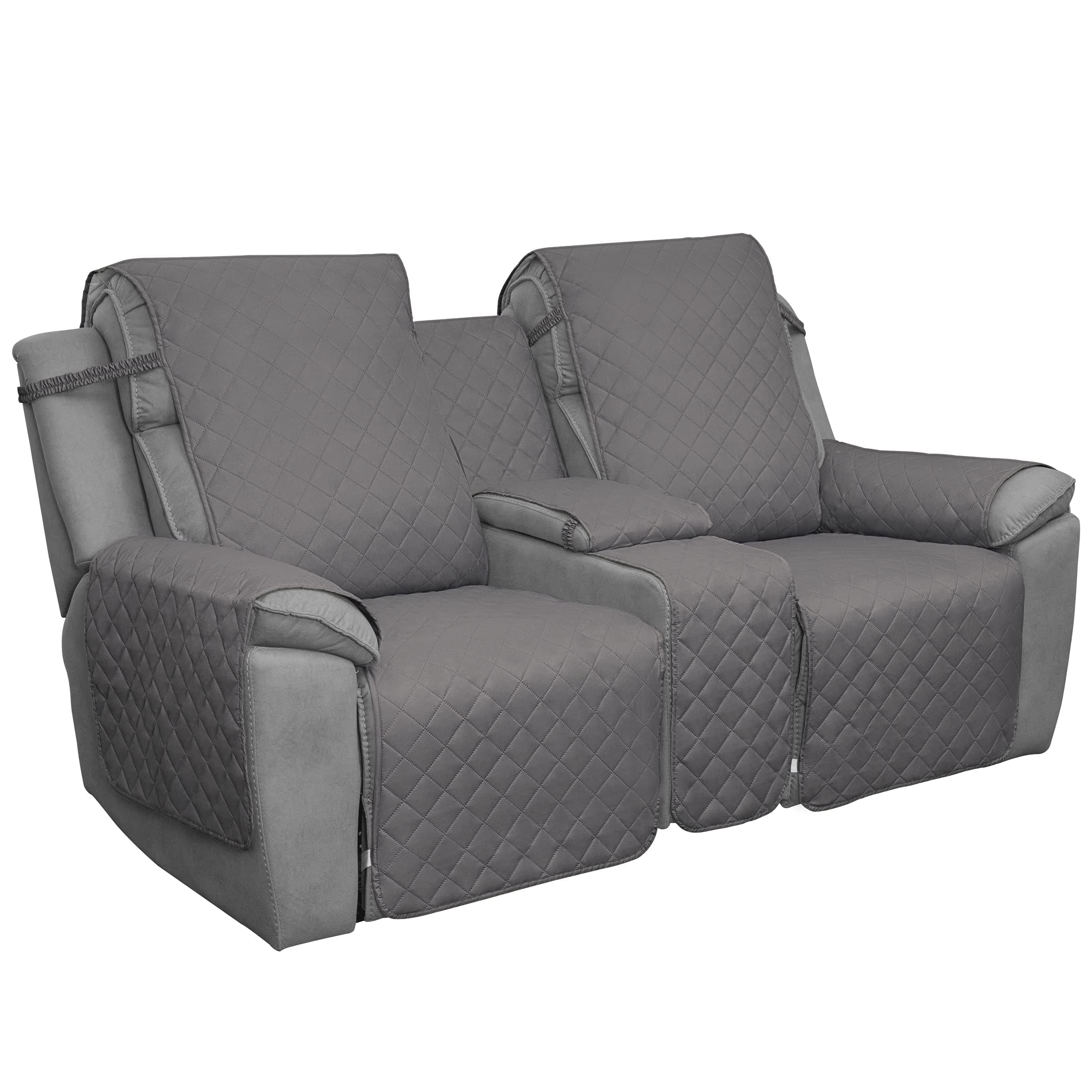 Elastic Reversible Love Seat Recliner Cover, Gray/Light Gray