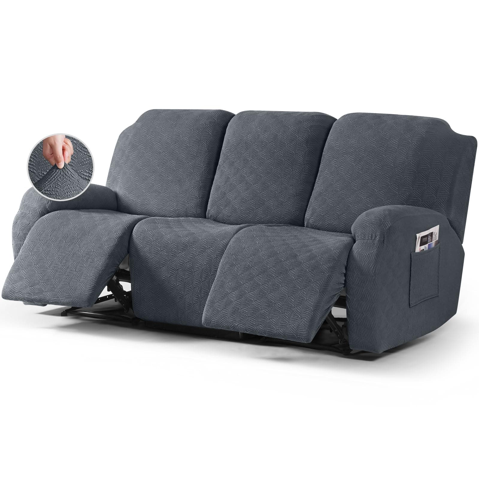 Timeless Recliner Covers for 3 Cushion Gray Sofa