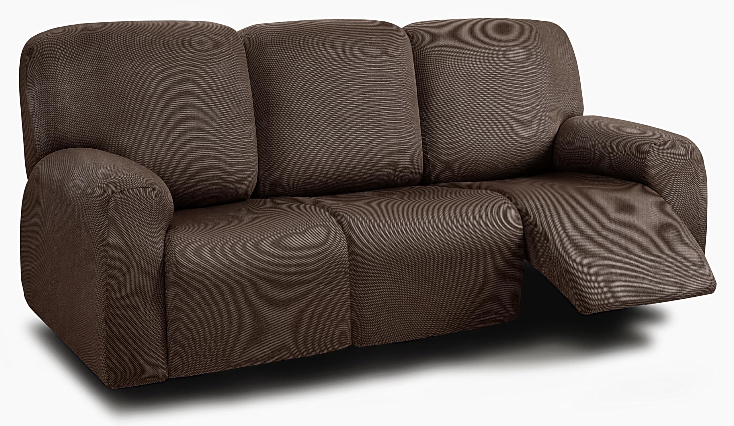 ULTICOR 8-Piece Stretch Recliner Sofa Covers for 3-Seater Cushions (Chocolate)