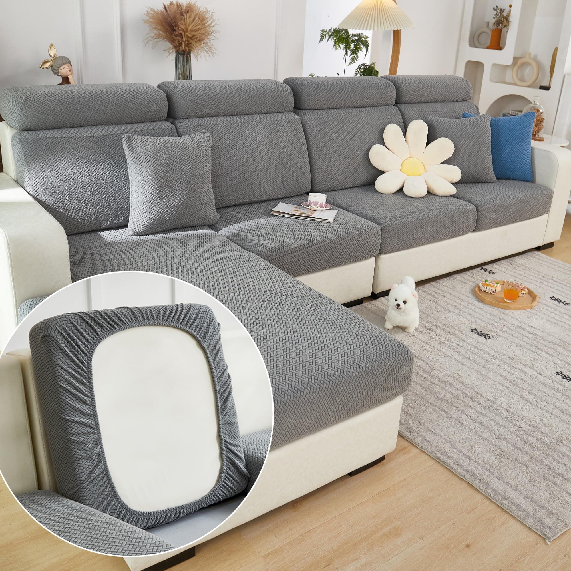 2024 Magic Wear-Resistant Sofa Cover for Sectionals (Texture-Gray, Extra Large)
