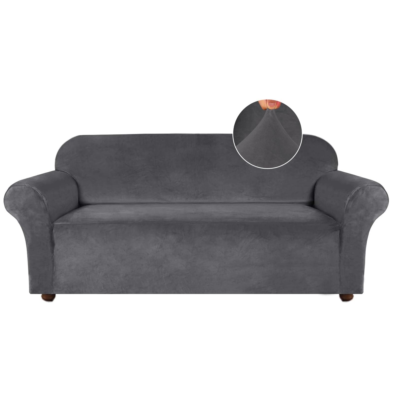 Turquoize Velvet Couch Covers for 3 Cushion Sofas (Gray)