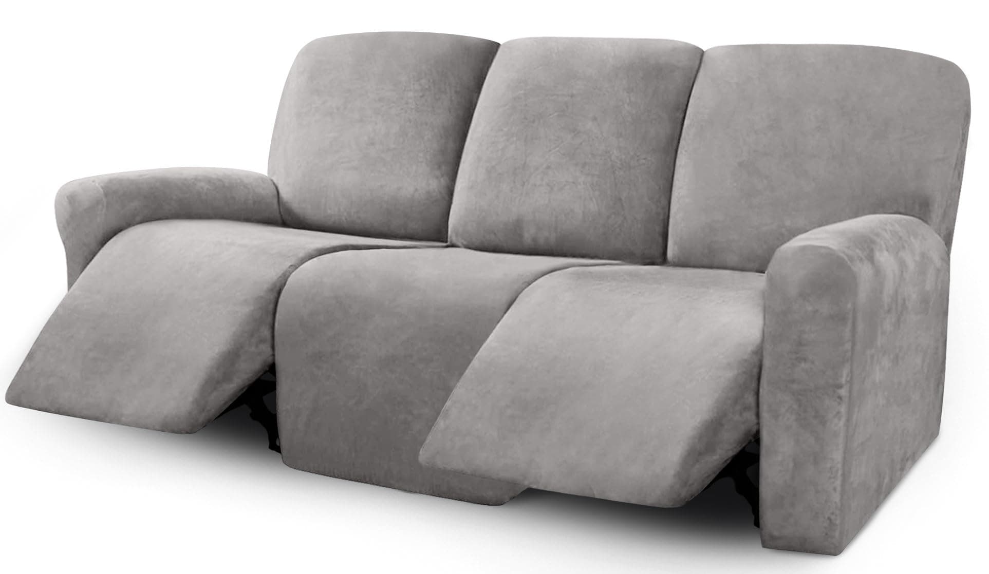 ULTICOR Velvet 3 Seater Recliner Sofa Covers, Light Grey