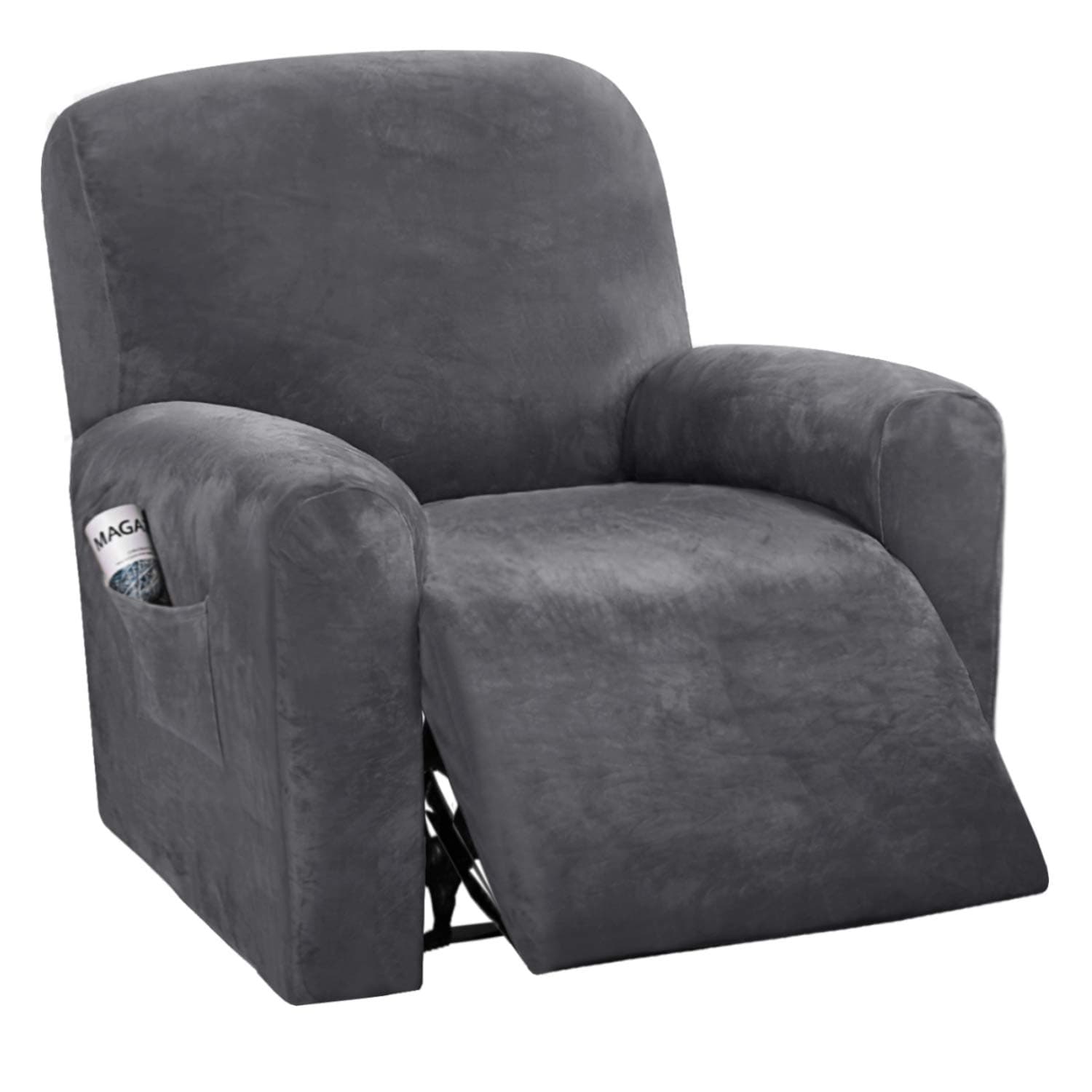 H.VERSAILTEX Velvet Stretch Recliner Chair Covers, Gray