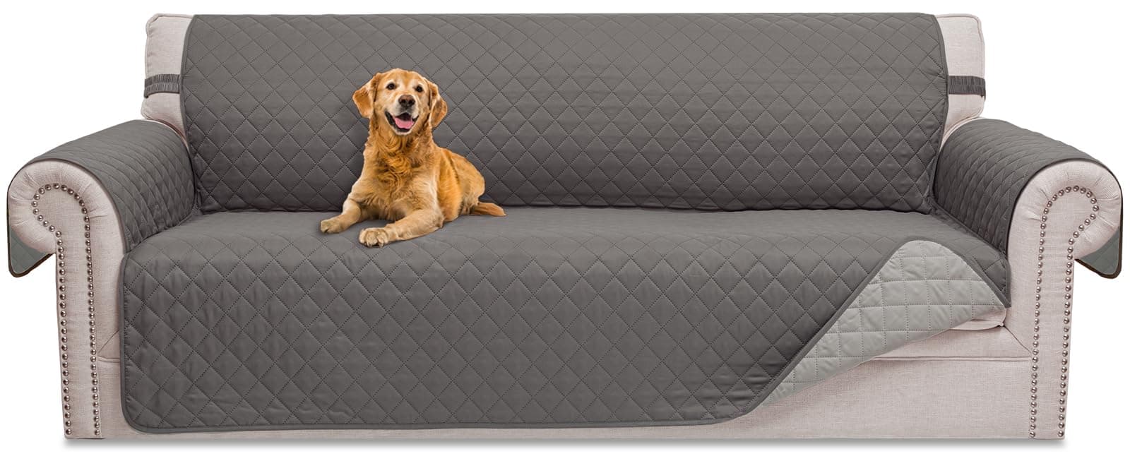 Water Resistant Dog Couch Cover 68" x 3 Cushions Gray/Light Gray