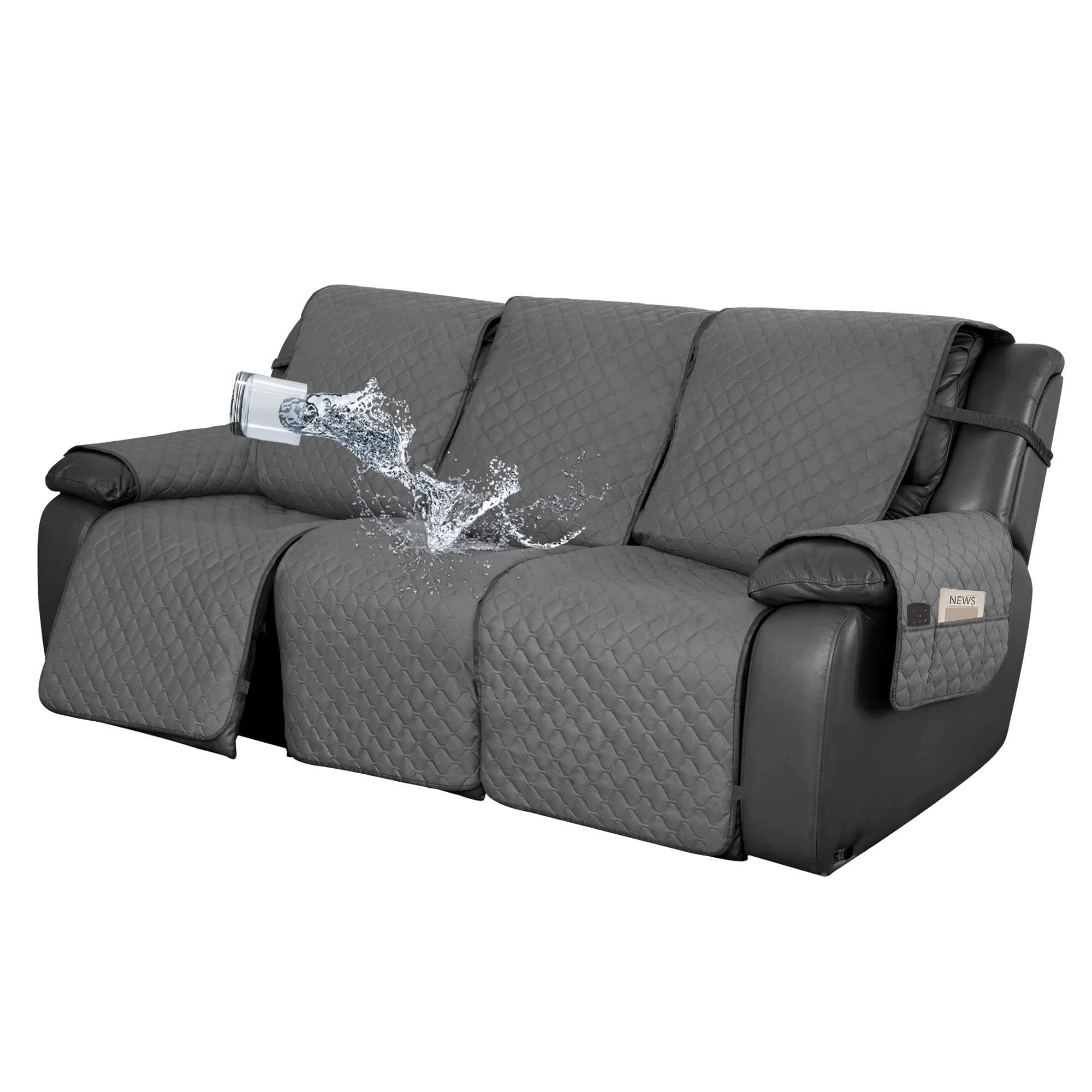 Waterproof Recliner Sofa Cover, Gray/Light Gray, Washable & Reversible