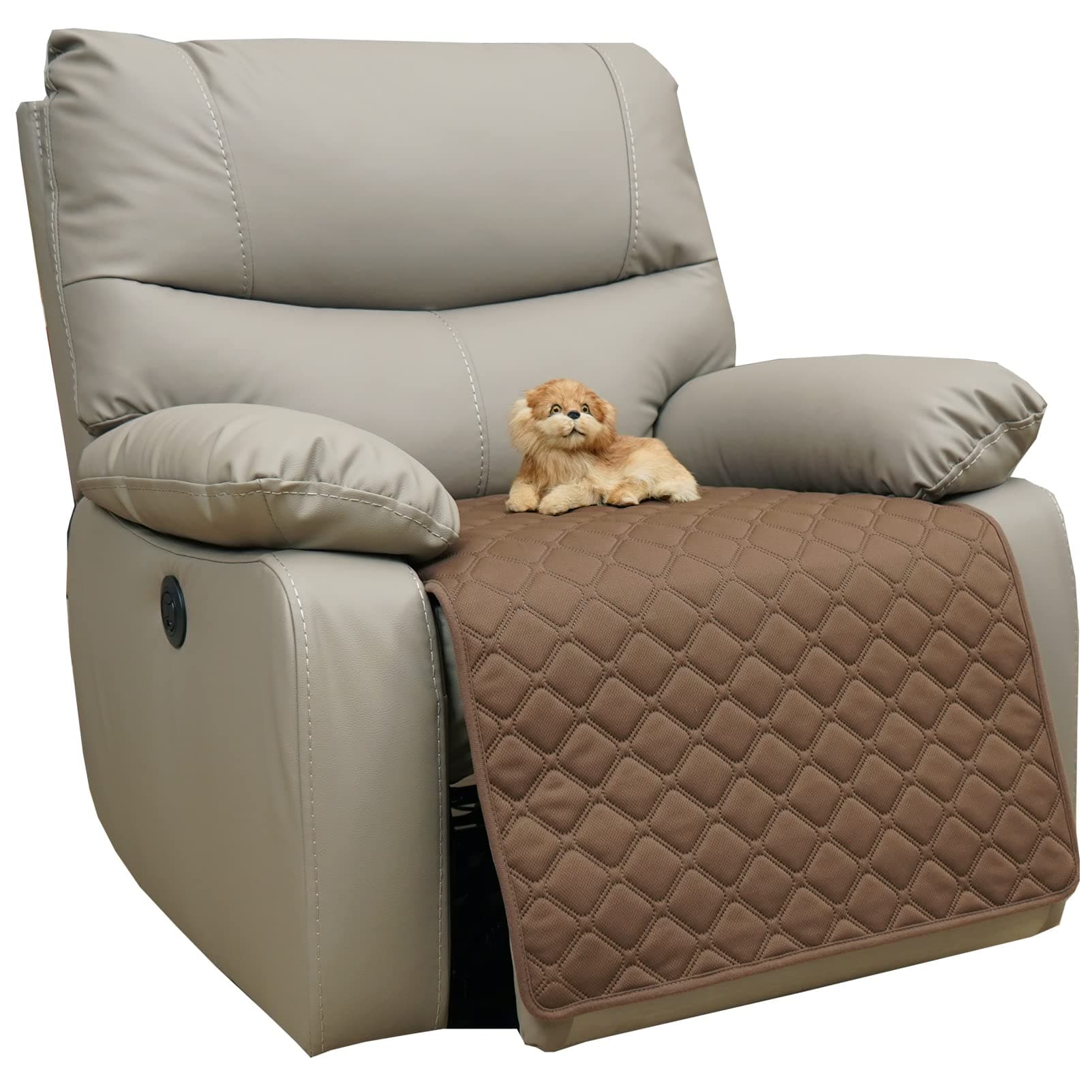 Eismodra Waterproof Recliner Chair Covers, Anti-Slip Brown (23x35")