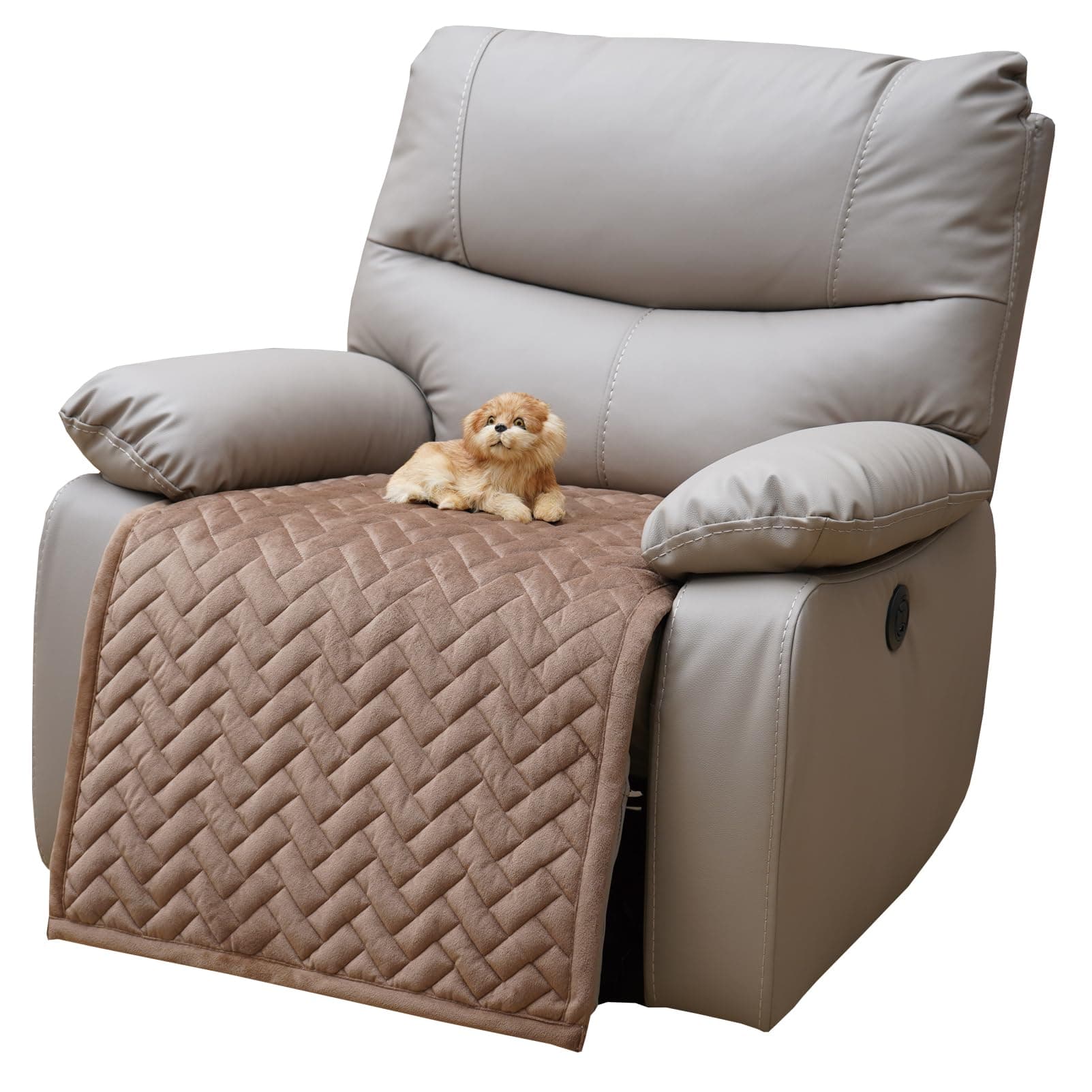 Light Brown Eismodra Recliner Chair Cover, Washable & Stays in Place