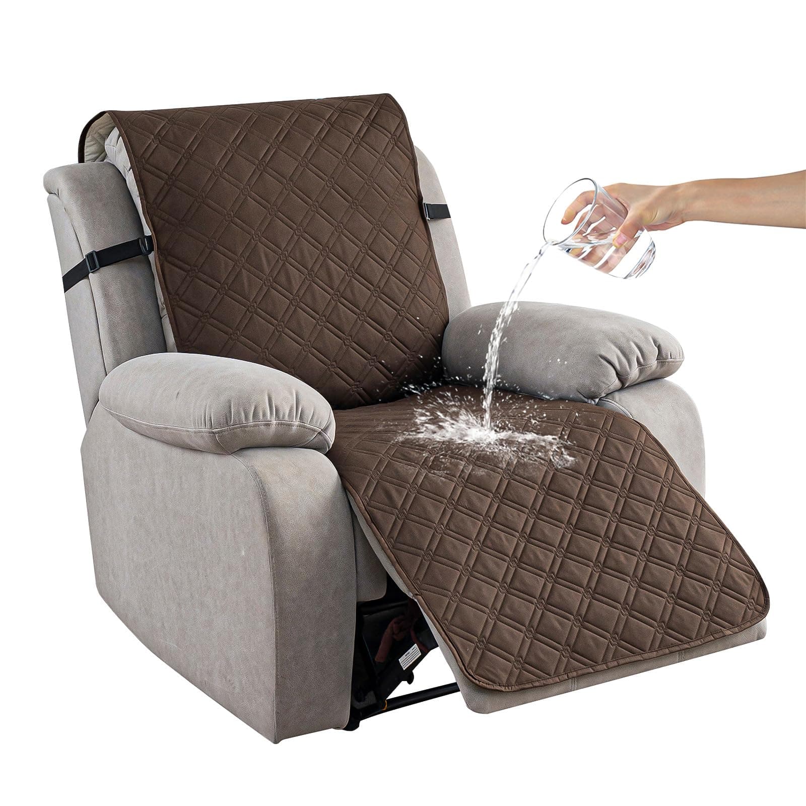 Waterproof Recliner Chair Covers, Non-Slip Pet Protector, Kid & Dog Friendly, Chocolate
