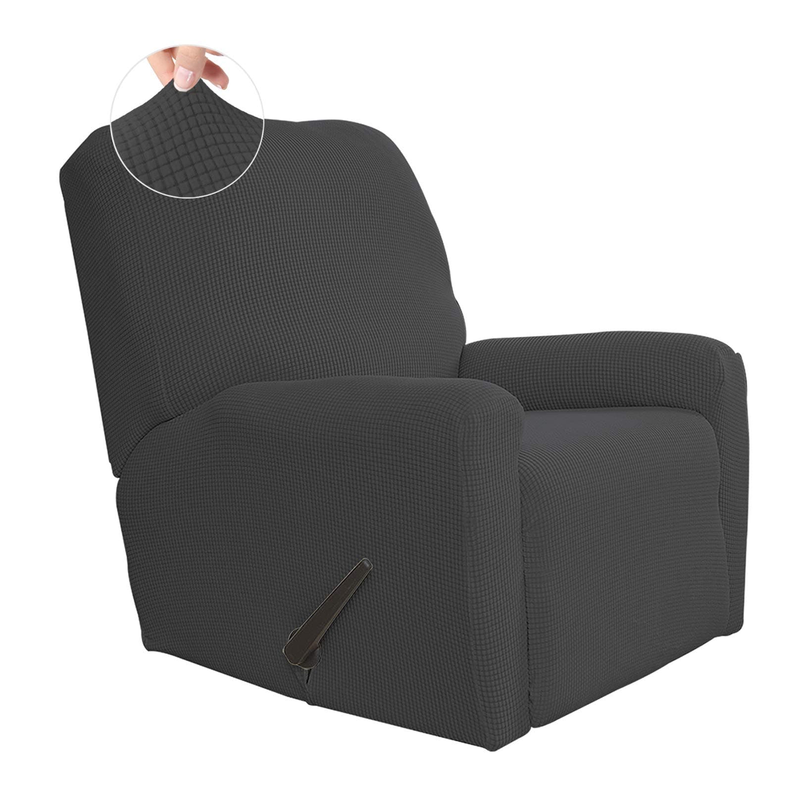 Dark Gray Recliner Stretch Sofa Slipcover 4-Pieces Elastic Bottom Furniture Protector