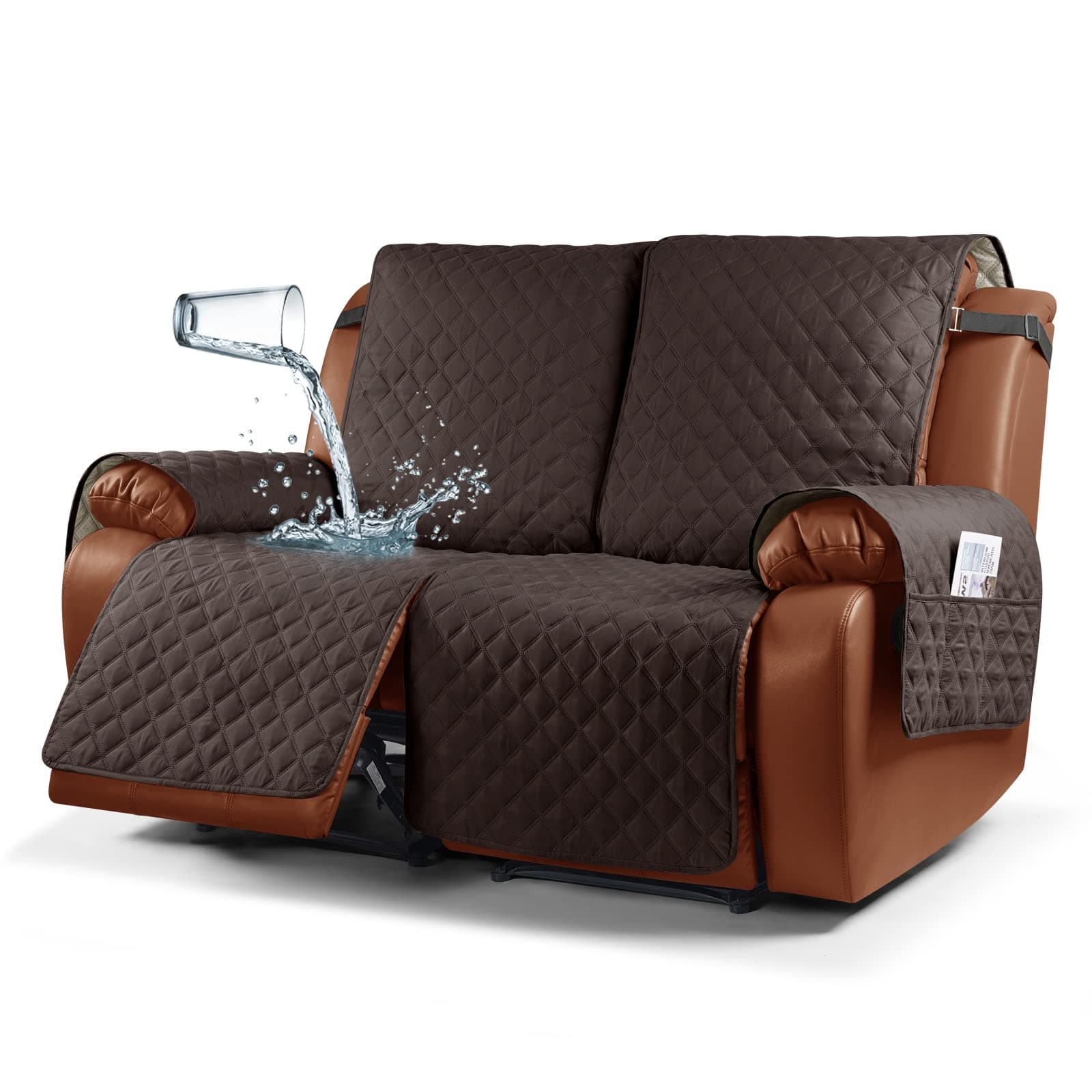 Waterproof Recliner Sofa Cover for 2 Seater Couches (Chocolate)