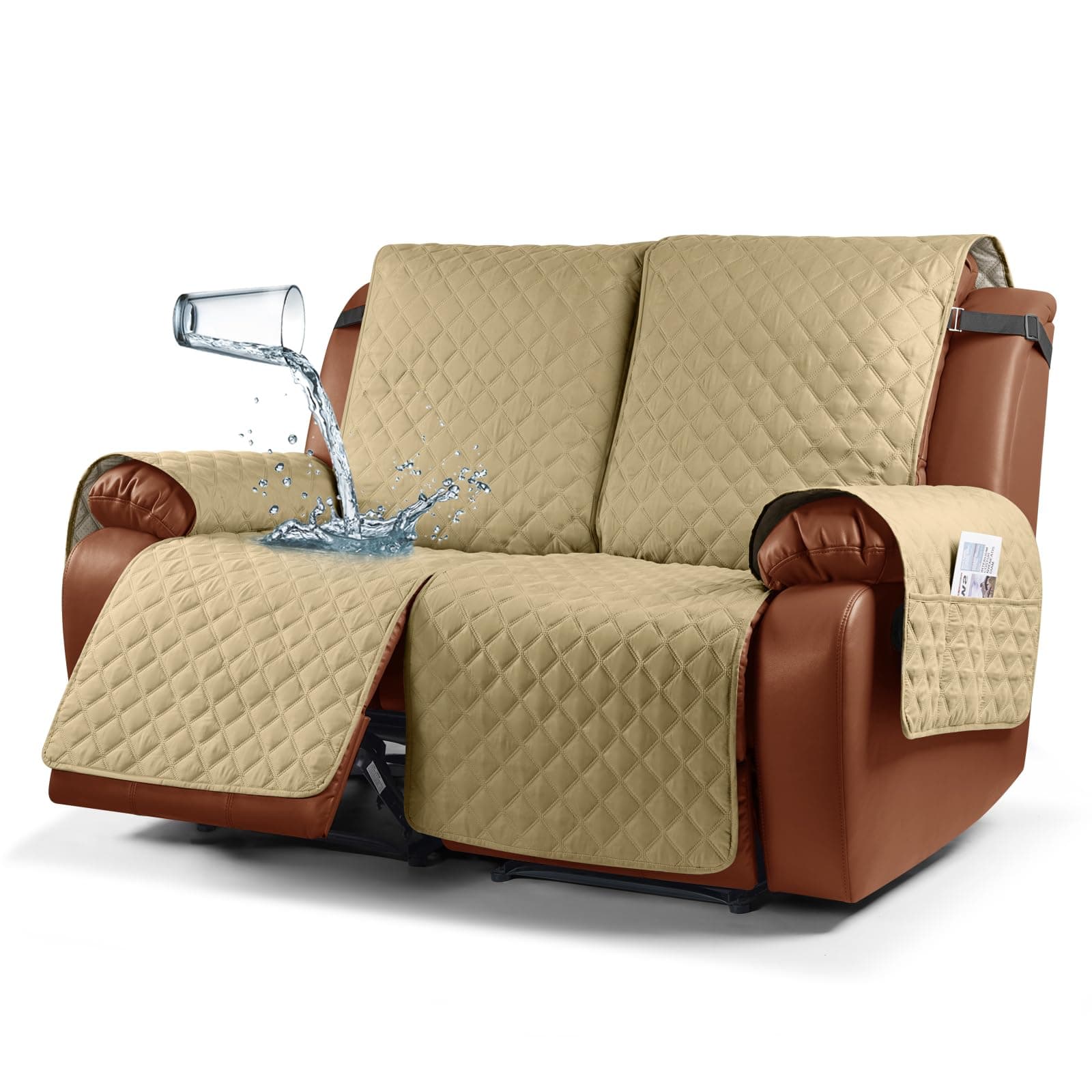 Waterproof Recliner Sofa Cover for Kids, Dogs, Pets (Sand, 2 Seater)