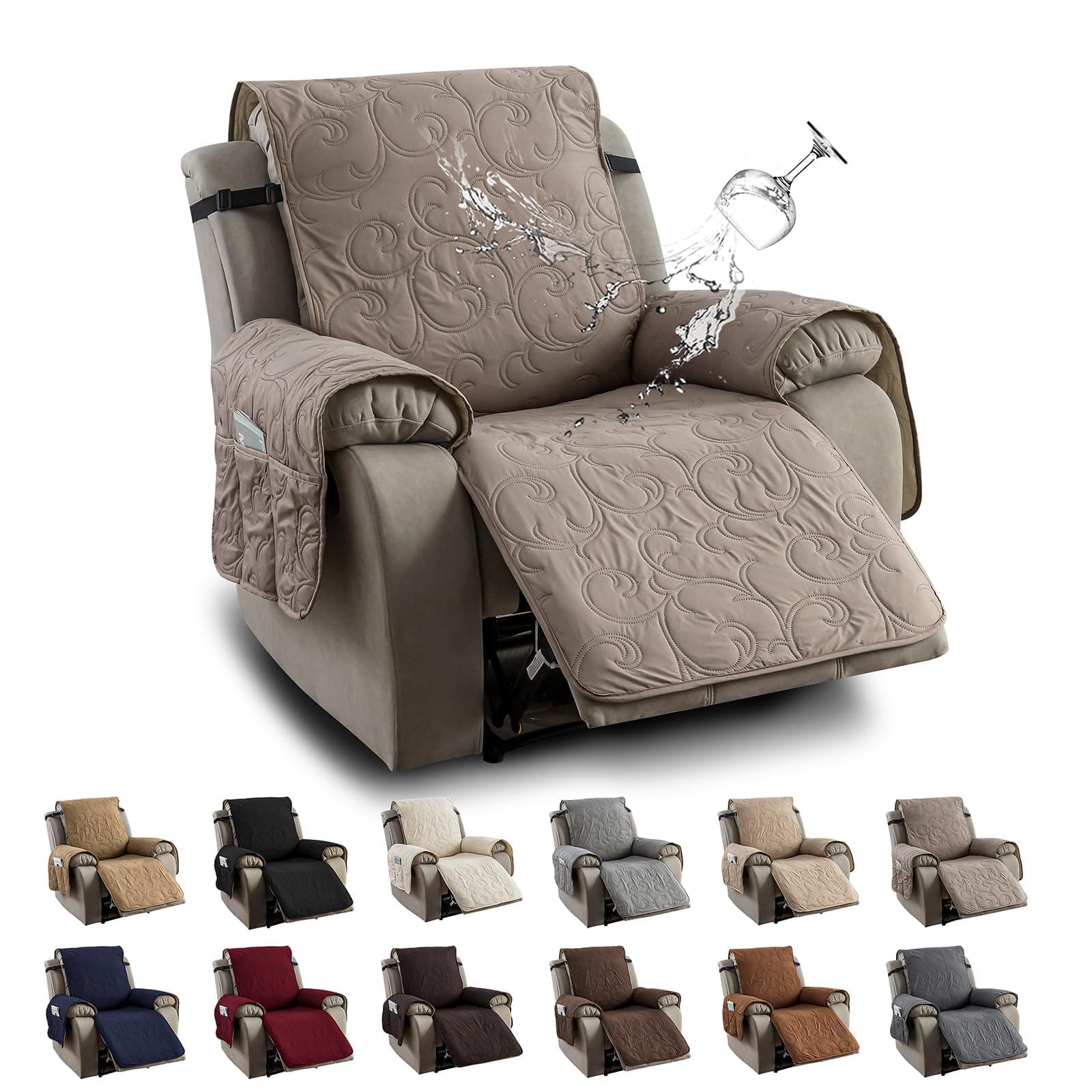 100% Waterproof Recliner Chair Cover, Non-Slip Fabric for Living Room