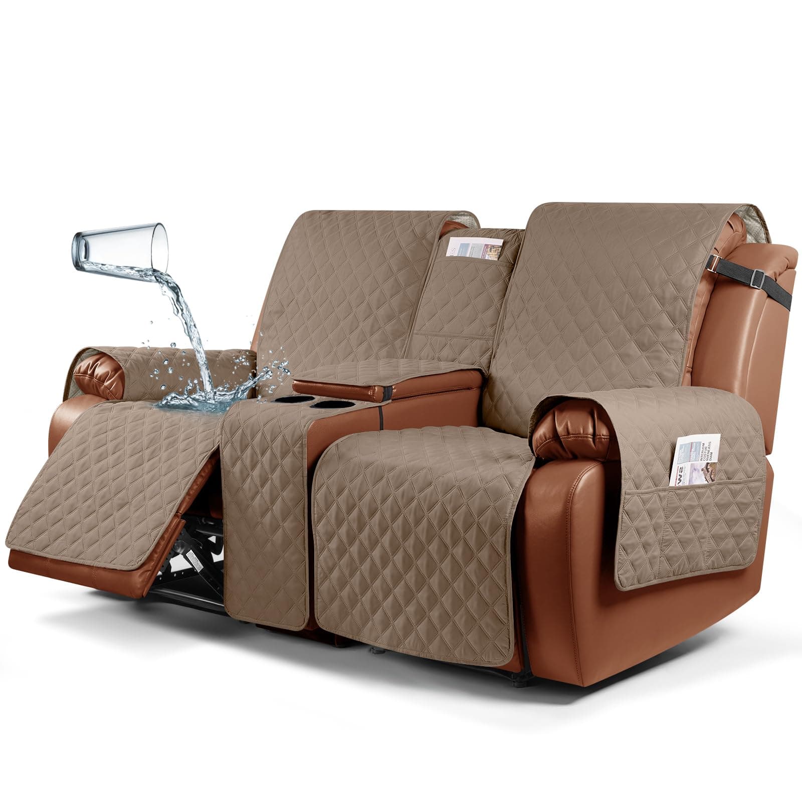 Ruaozz Waterproof Recliner Loveseat Cover for Pet Couch