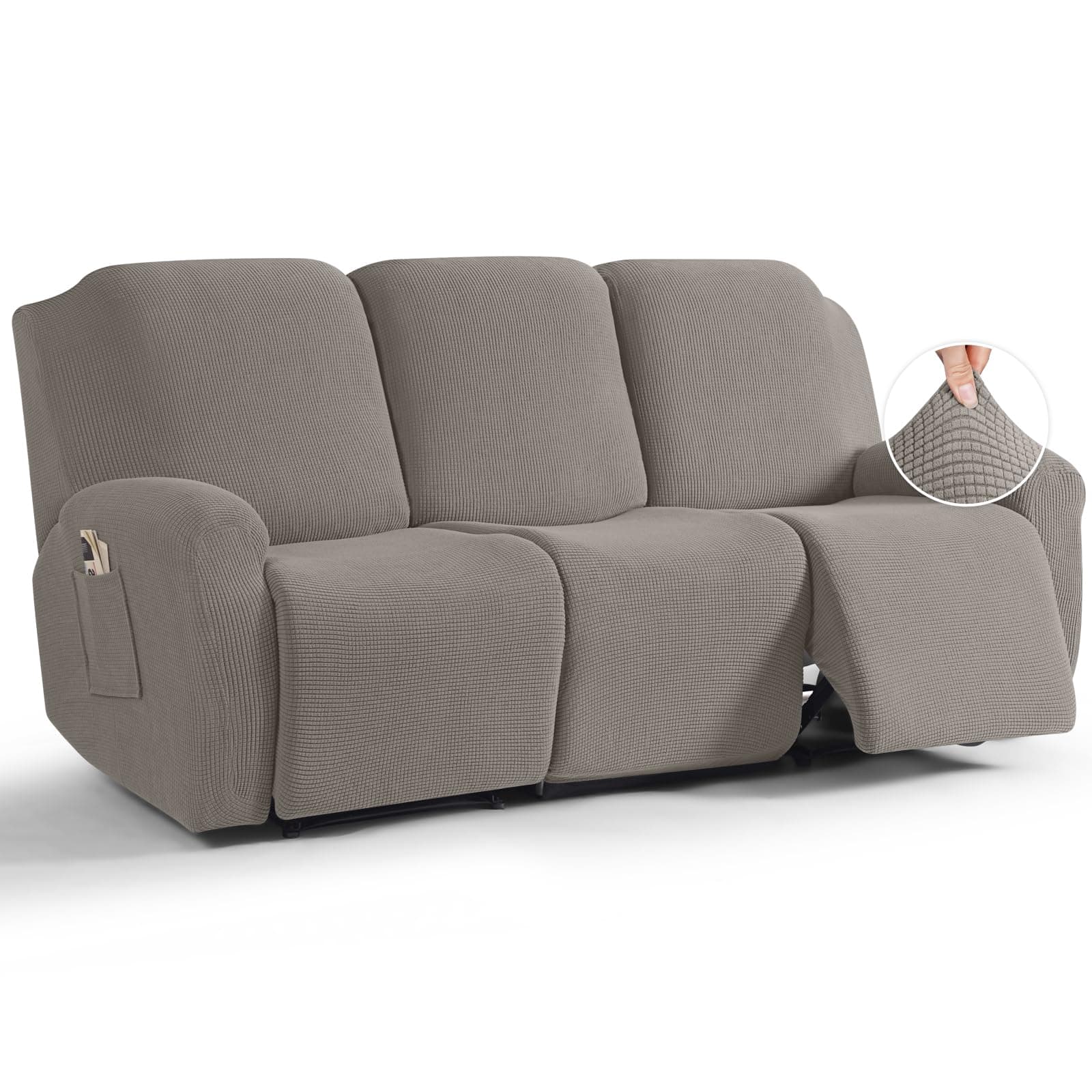 TAOCOCO Stretchable 8-Piece Recliner Sofa Covers Pale Brown