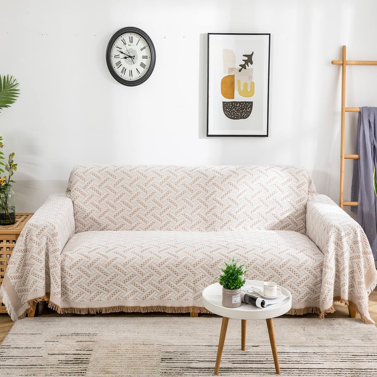 AIVIA Loveseat Cover Sheet Blanket for 2 Seater Couches with Armrest