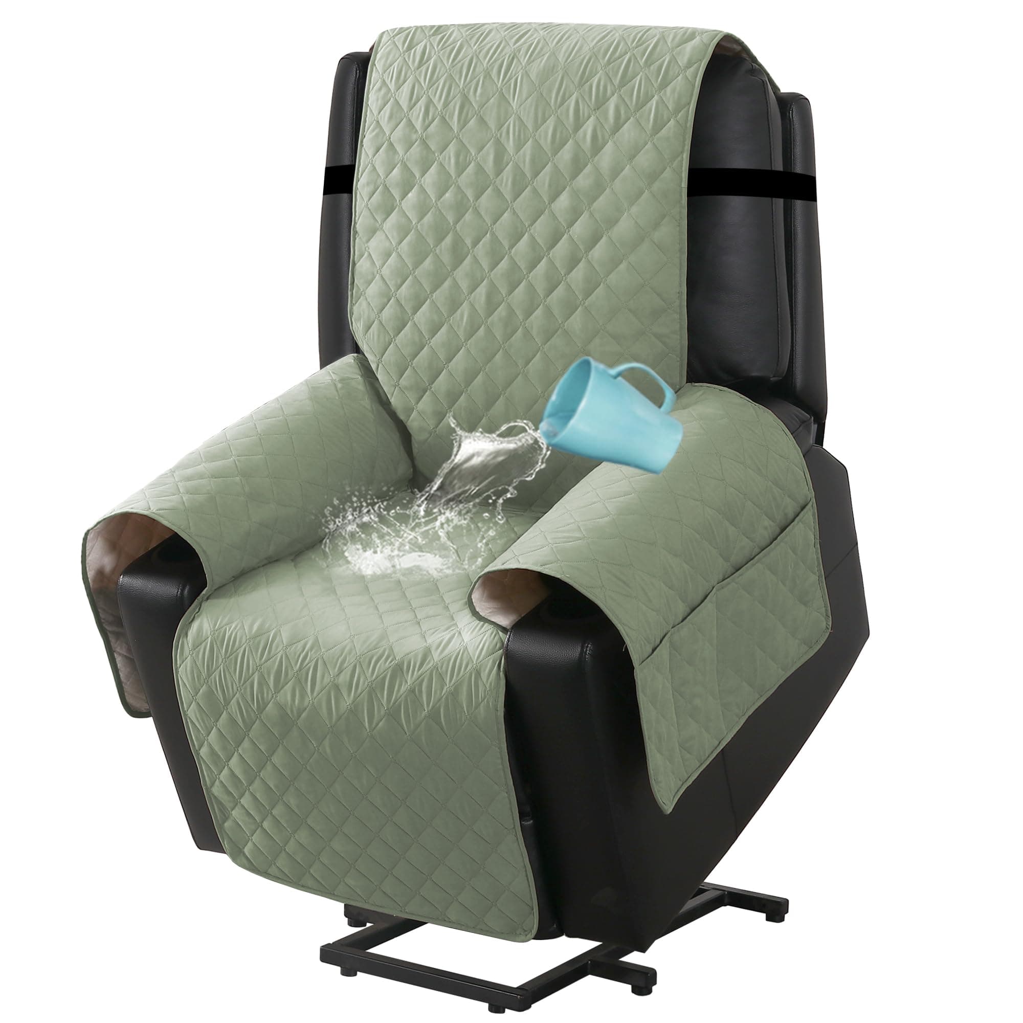 H.VERSAILTEX 100% Waterproof Non-Slip Recliner Slipcovers Seat Width Up to 23" Washable, Sage