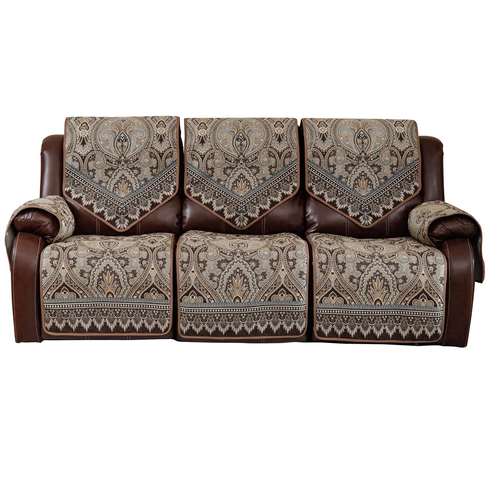 LUFEIJIASHI WaterProof 2 Seat Recliner Sofa Covers - Non-Slip, Washable, Brown, FLKF-Brown, 3 Seater