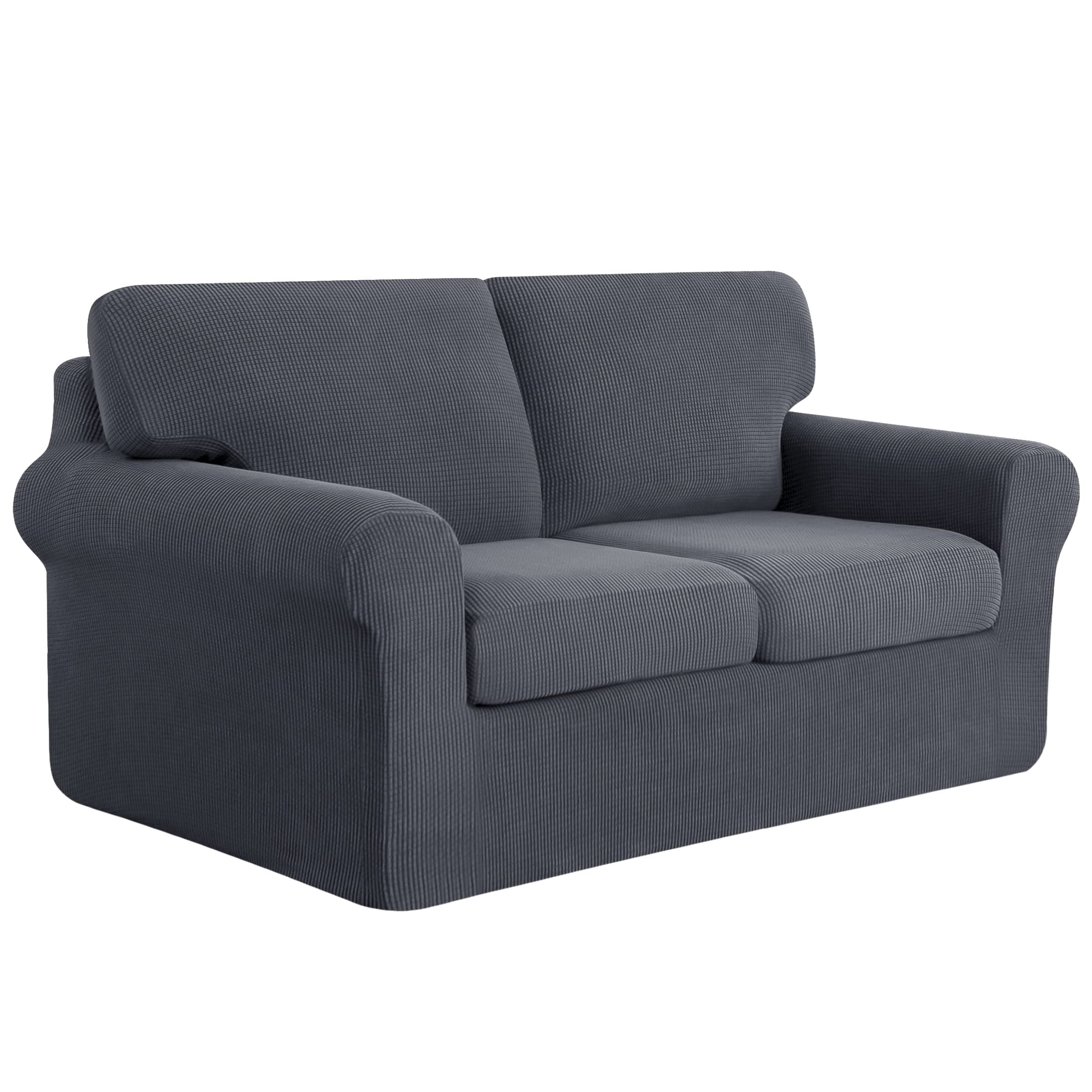 SubrTEX 5 Piece Stretch Loveseat Slipcover, Gray